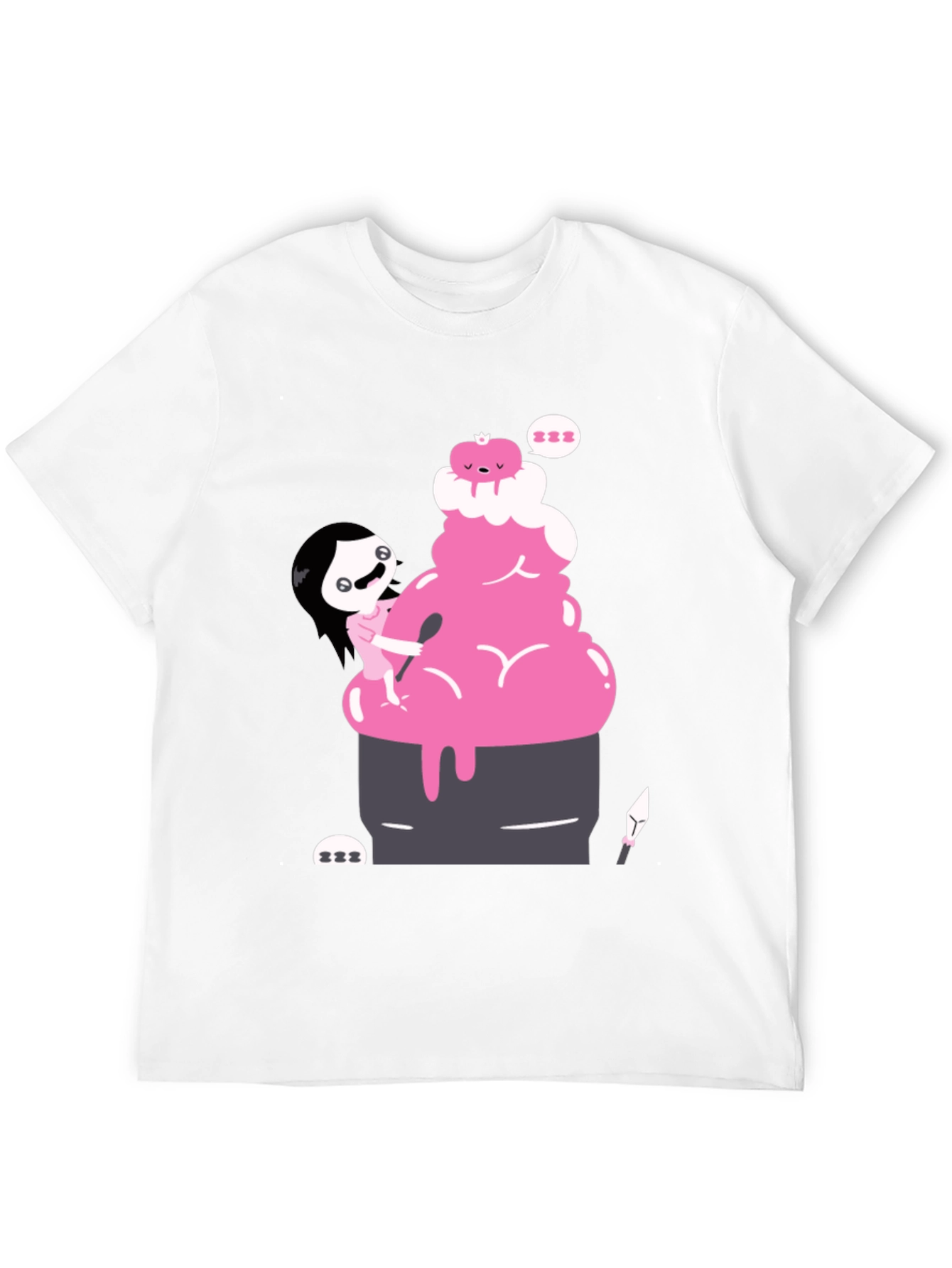 Cartoon Style Character Design Black T-Shirt