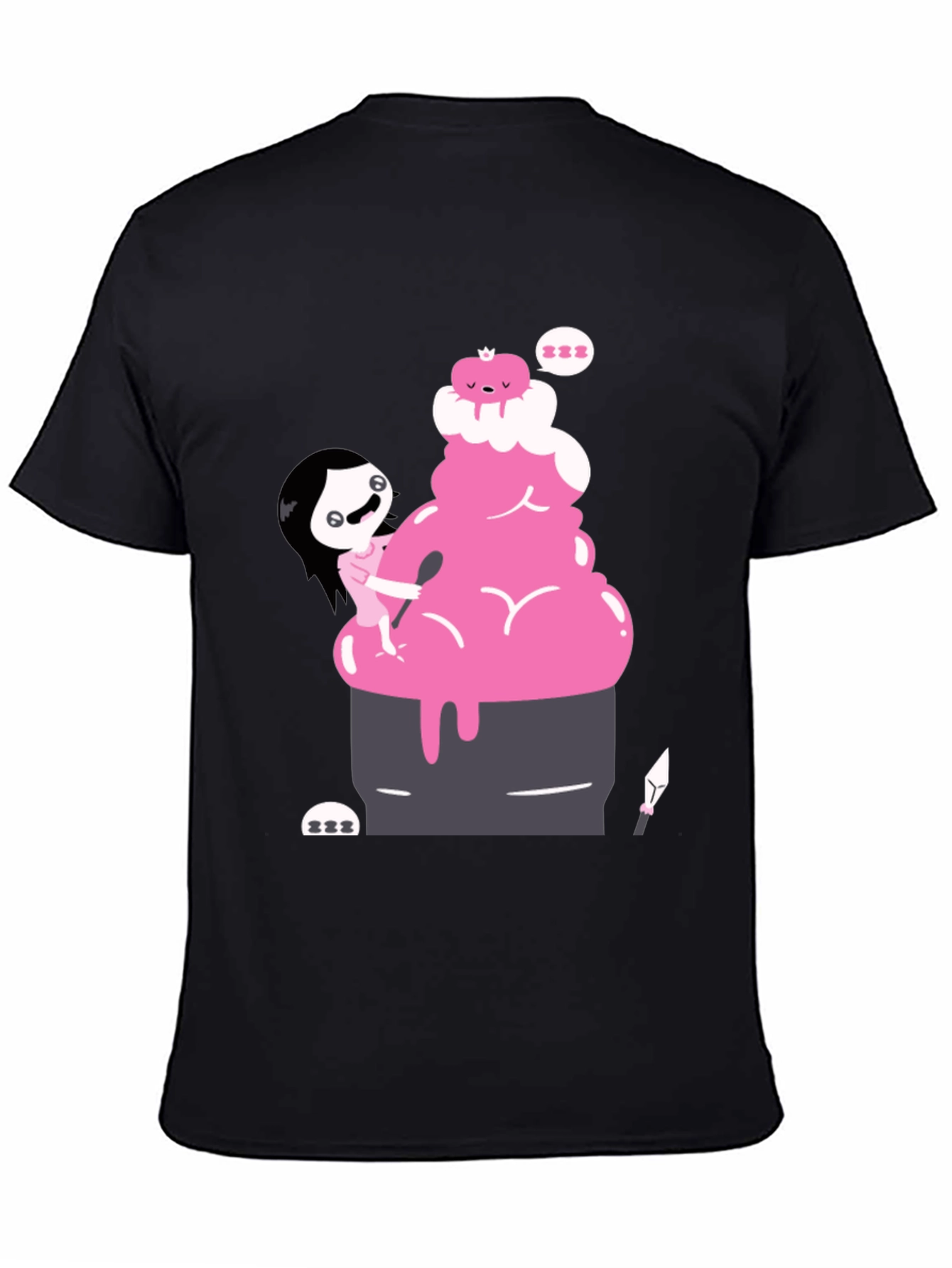 Cartoon Style Character Design Black T-Shirt