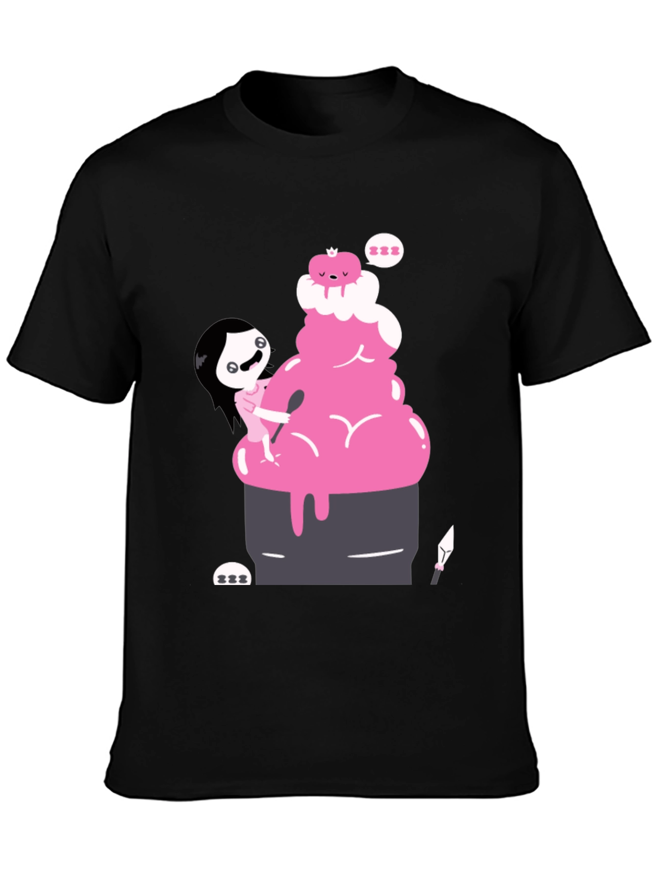 Cartoon Style Character Design Black T-Shirt