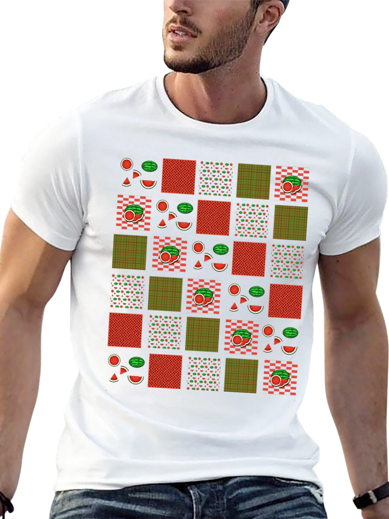 Fun Watermelon Patchwork Graphic Tee - Summer Style