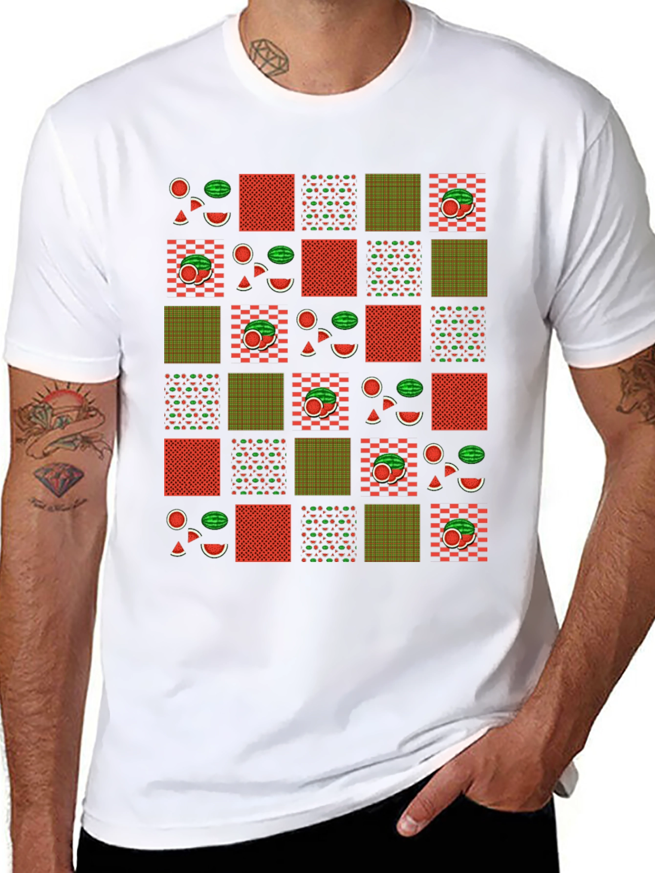 Fun Watermelon Patchwork Graphic Tee - Summer Style