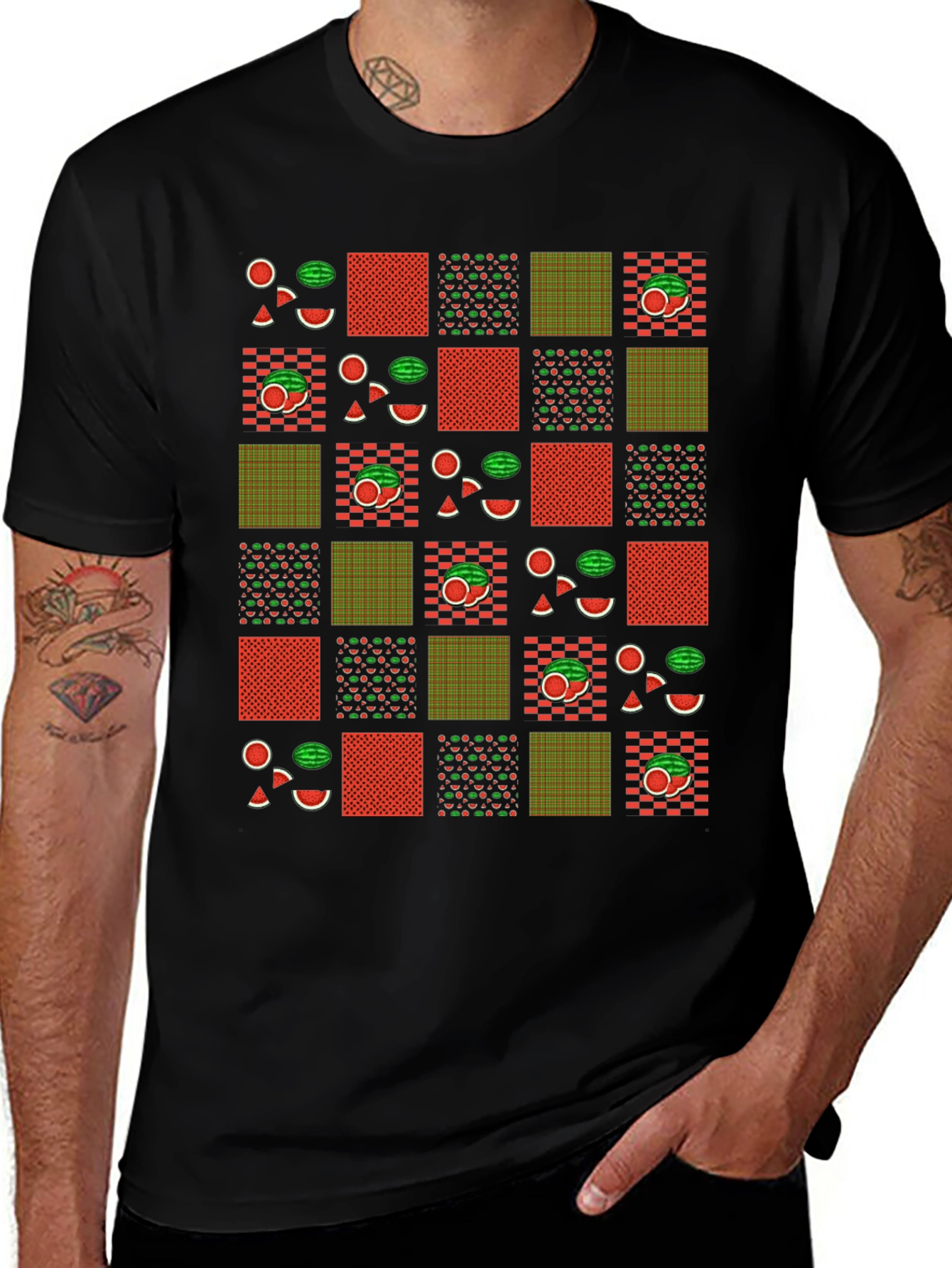 Fun Watermelon Patchwork Graphic Tee - Summer Style