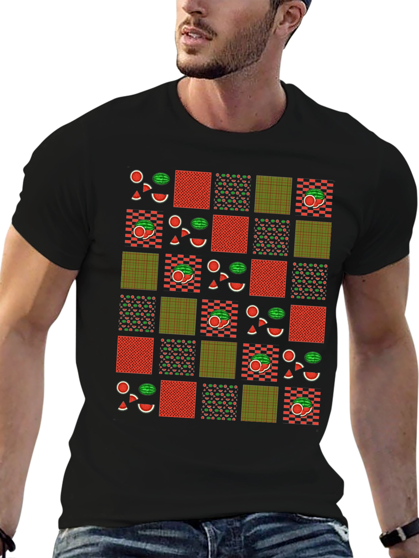 Fun Watermelon Patchwork Graphic Tee - Summer Style