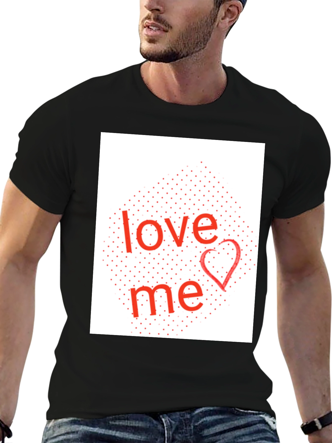 Love Me Graphic Tee - Black Cotton Blend Shirt
