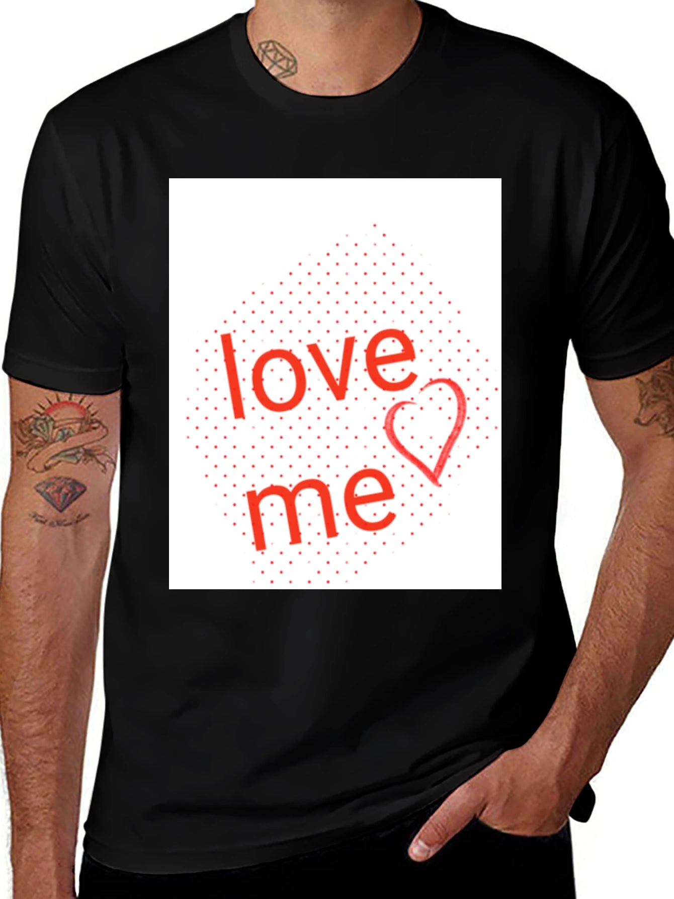Love Me Graphic Tee - Black Cotton Blend Shirt