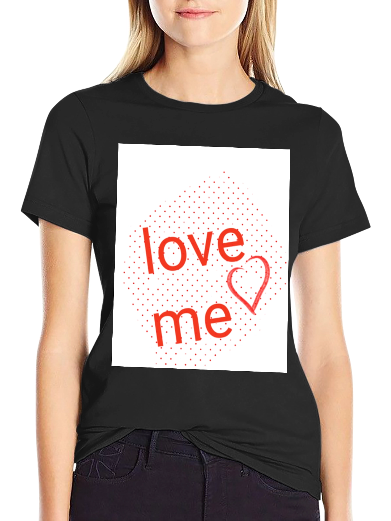 Love Me Graphic Tee - Black Cotton Blend Shirt