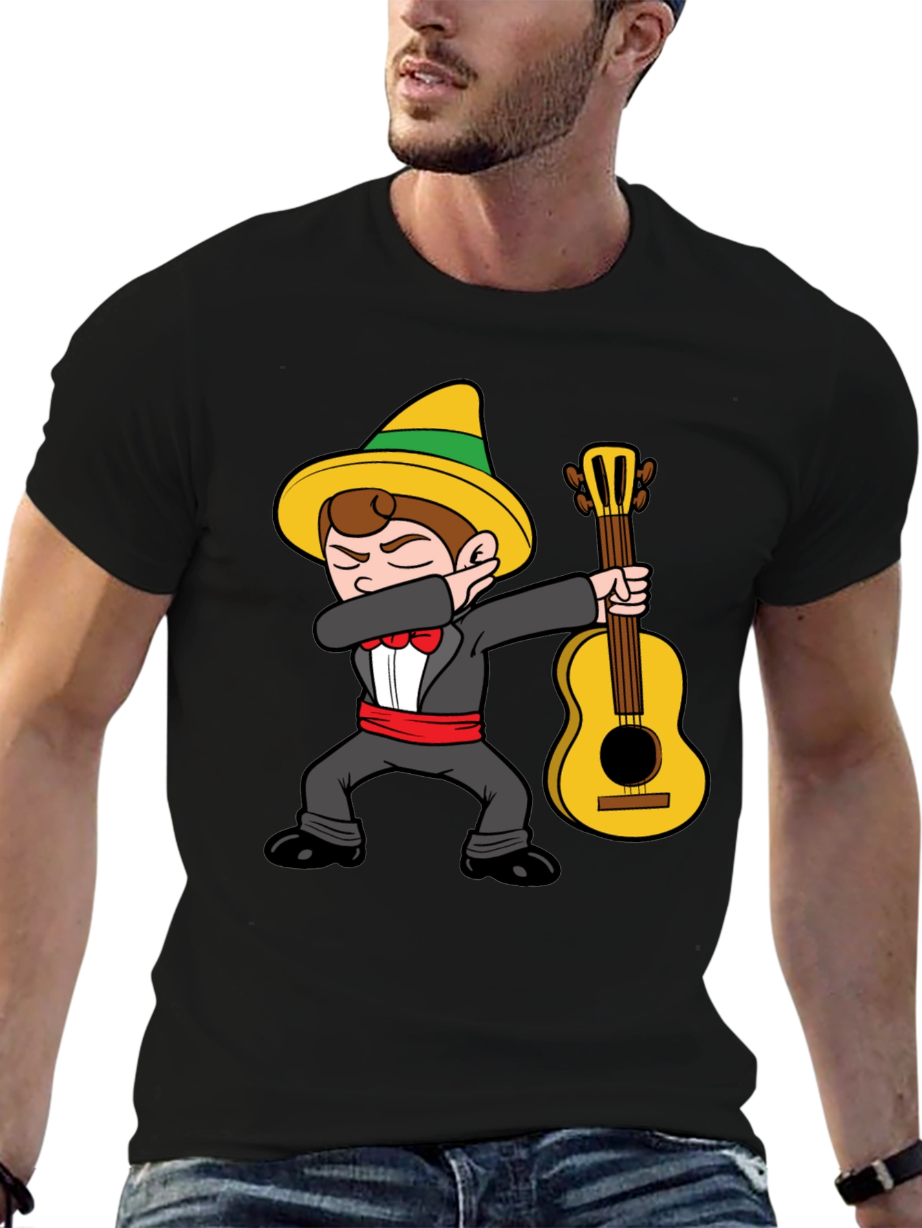 Dabbing Mariachi Cartoon Graphic T-Shirt