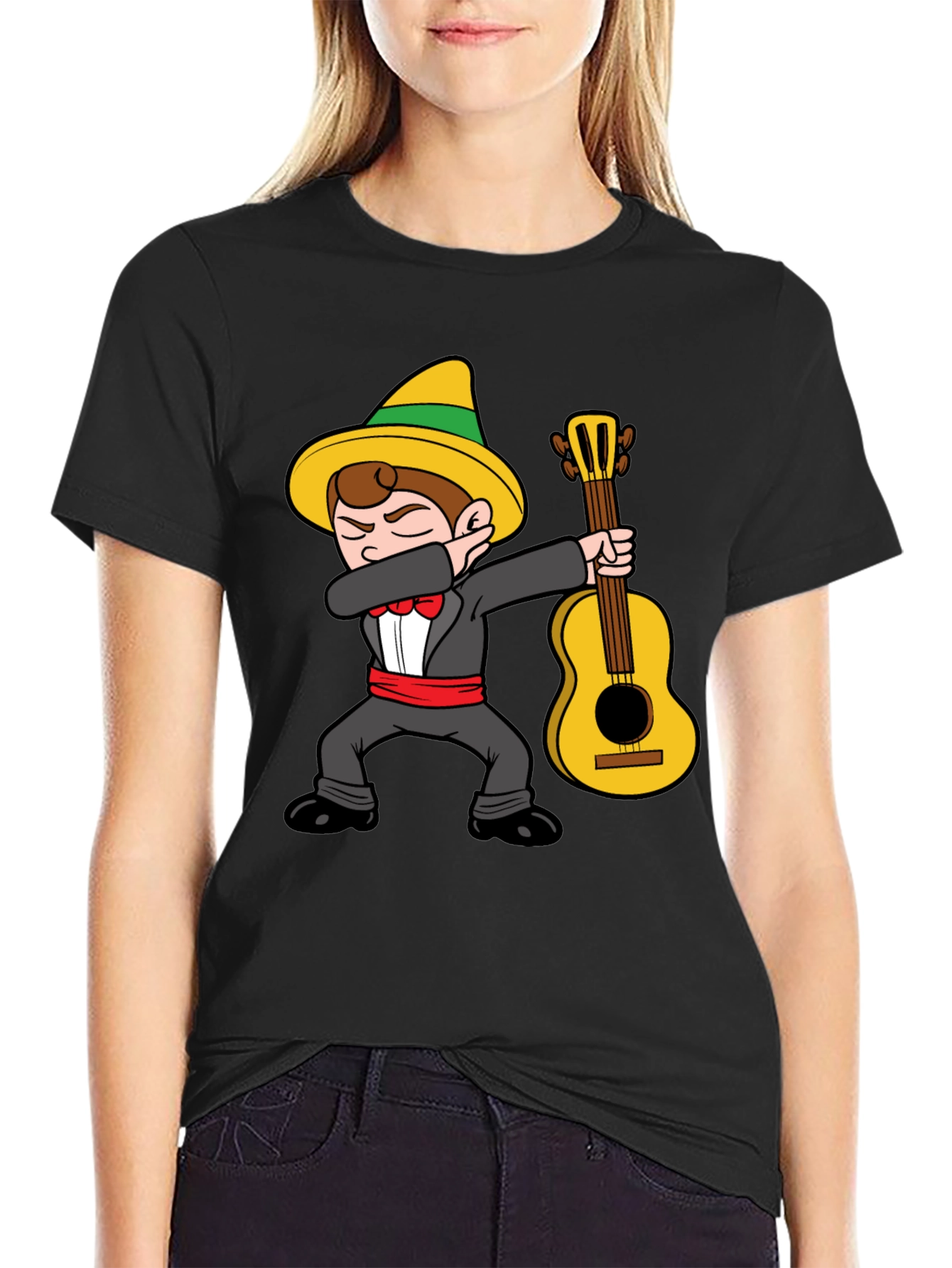 Dabbing Mariachi Cartoon Graphic T-Shirt