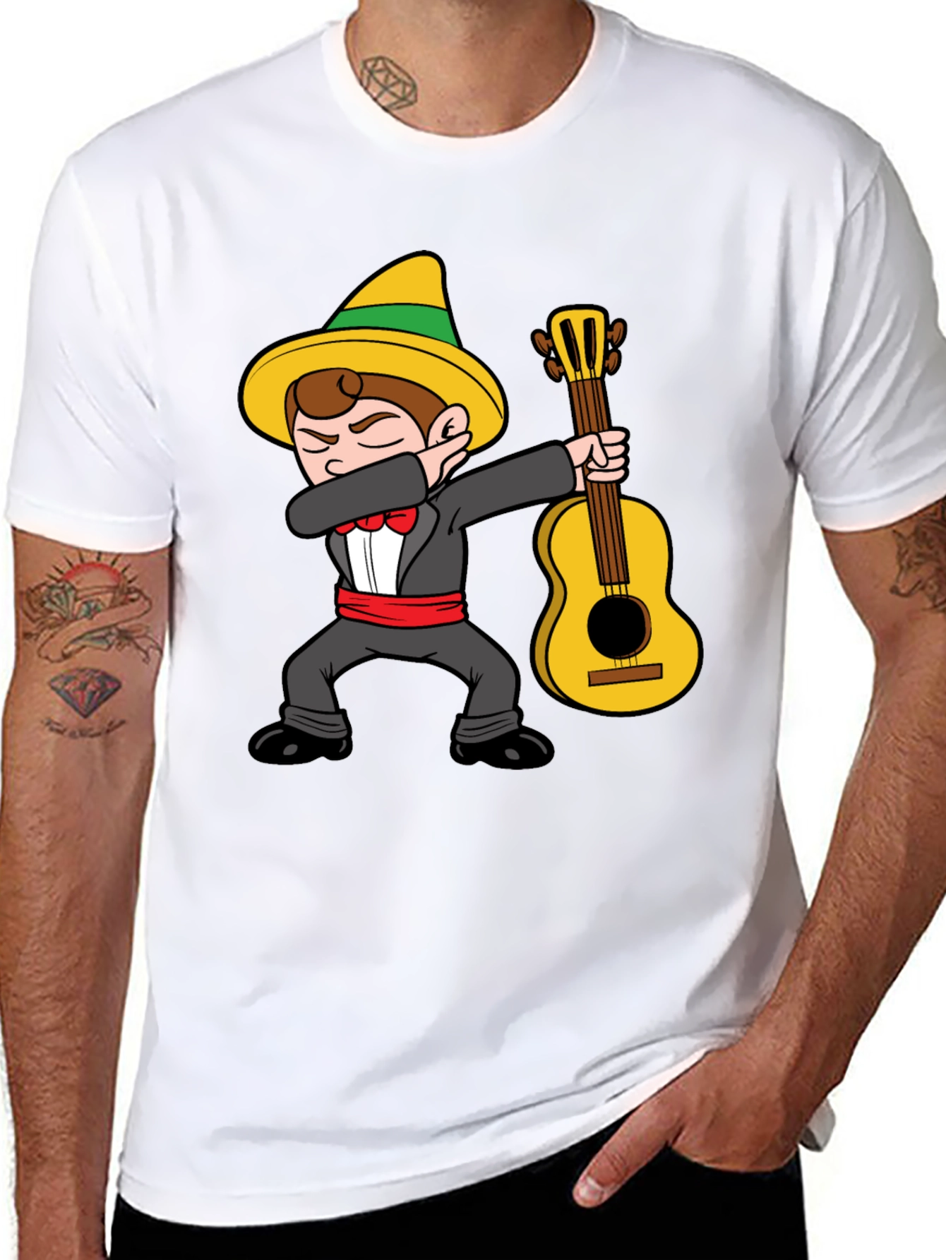 Dabbing Mariachi Cartoon Graphic T-Shirt