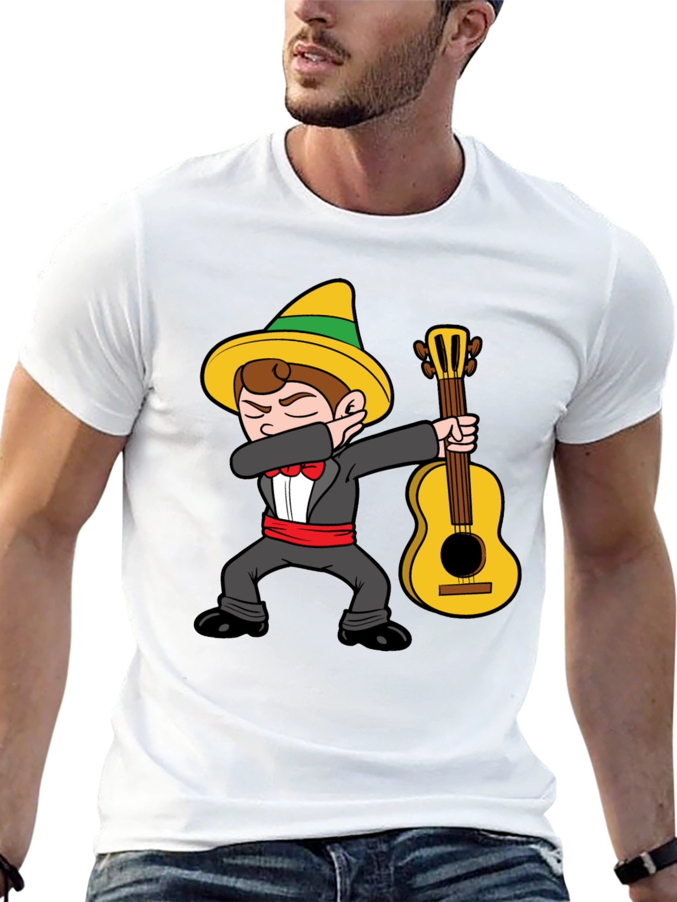 Dabbing Mariachi Cartoon Graphic T-Shirt