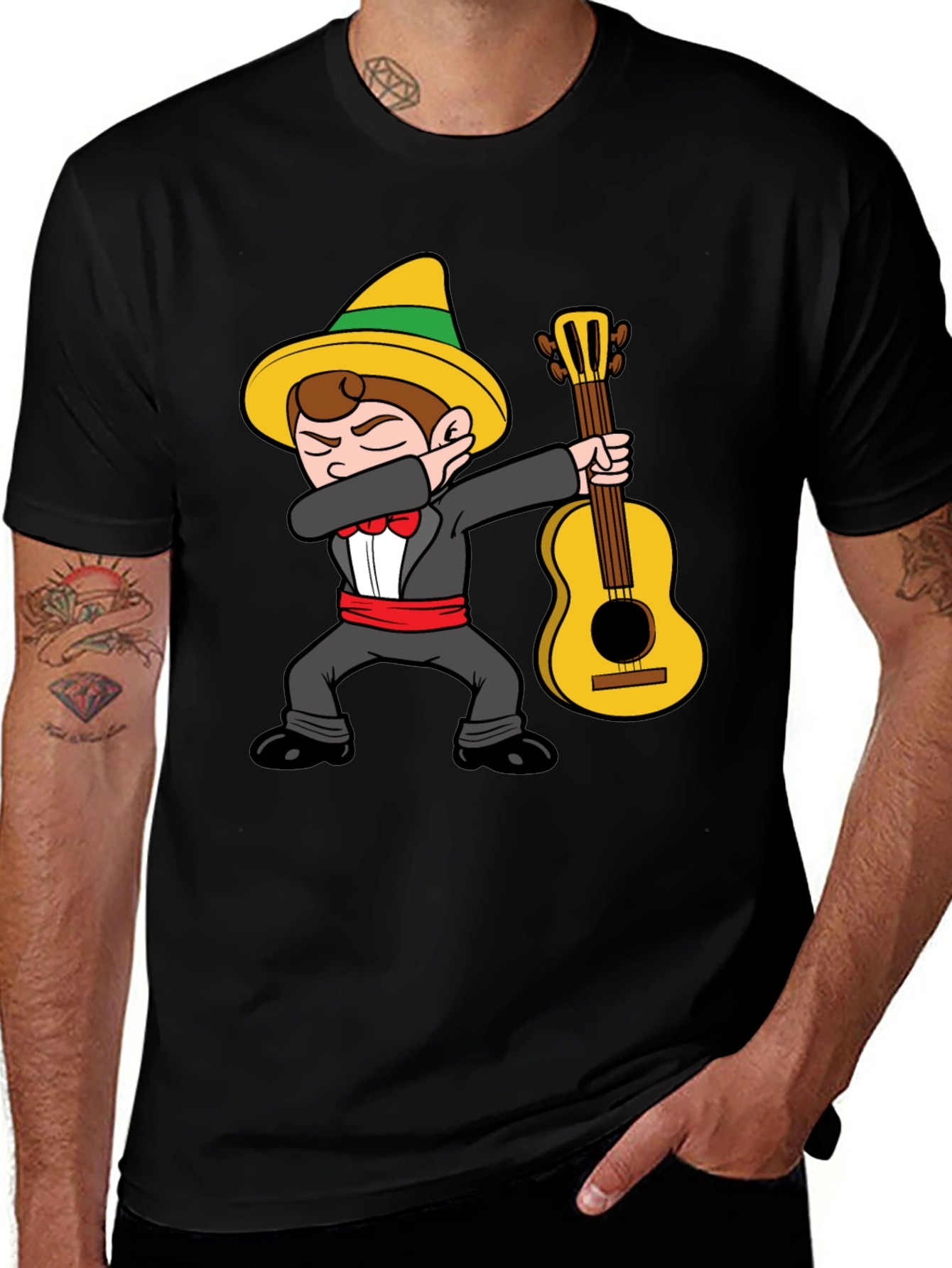 Dabbing Mariachi Cartoon Graphic T-Shirt