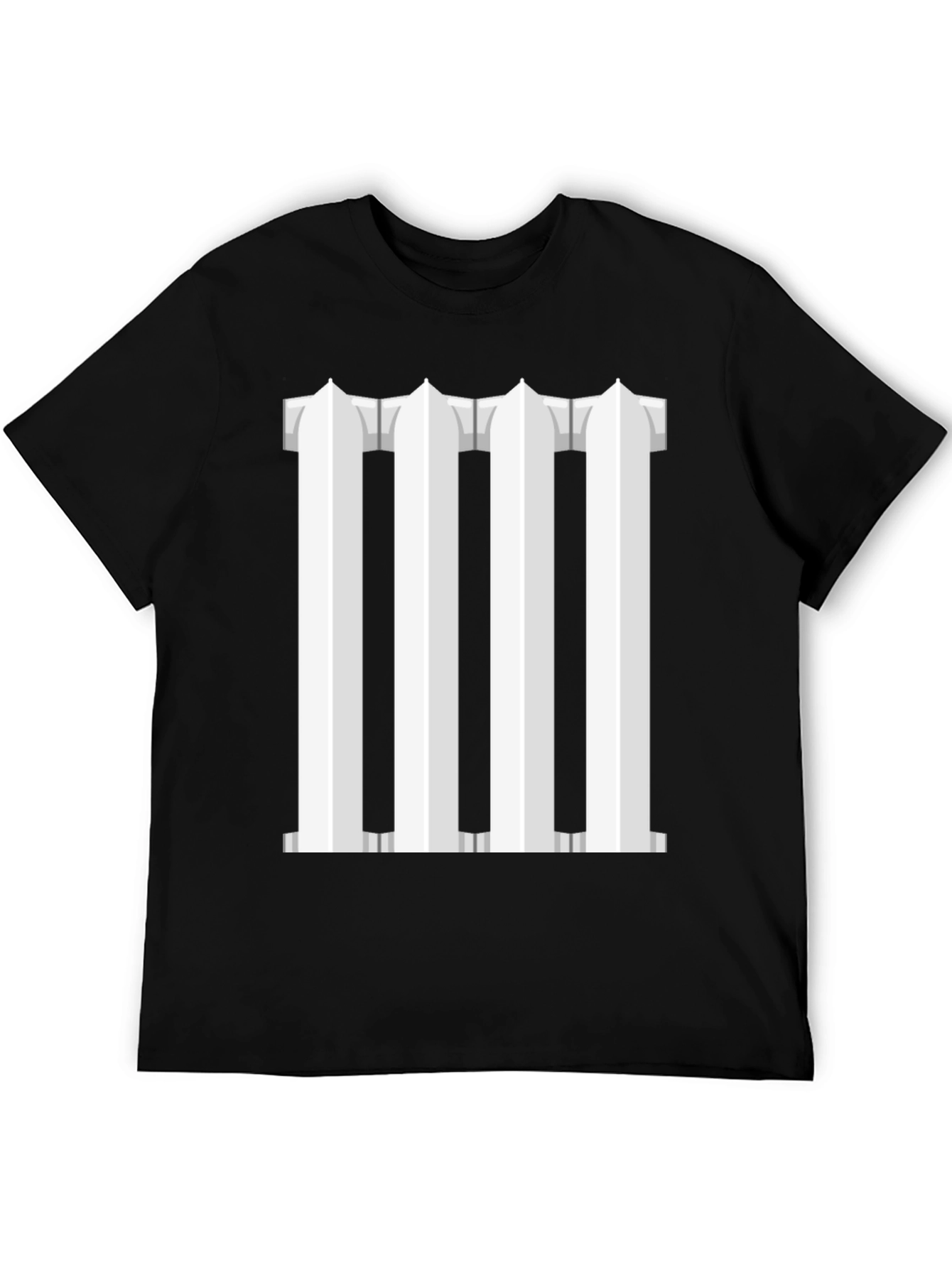 Column Design T-Shirt - Black Cotton Blend