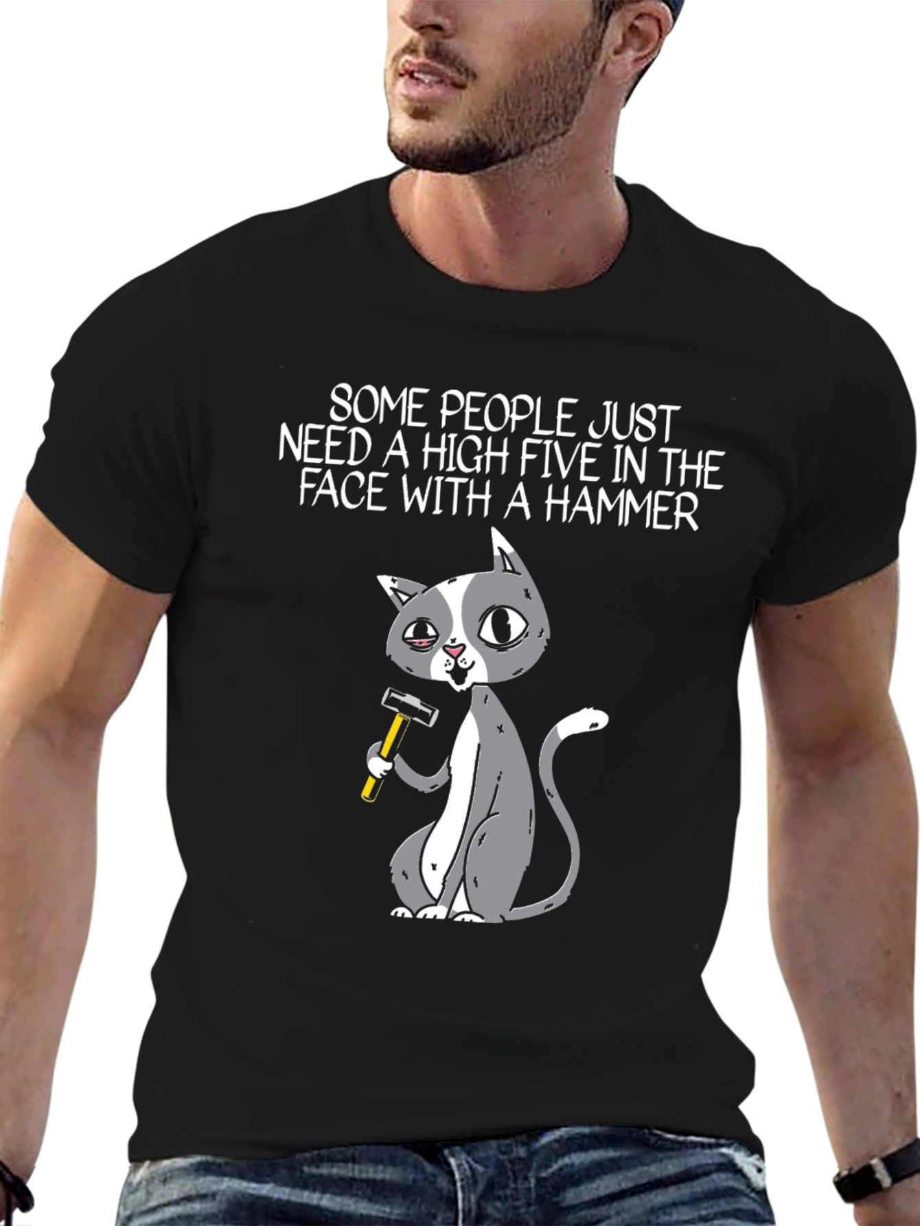 High Five Hammer Cat T-Shirt