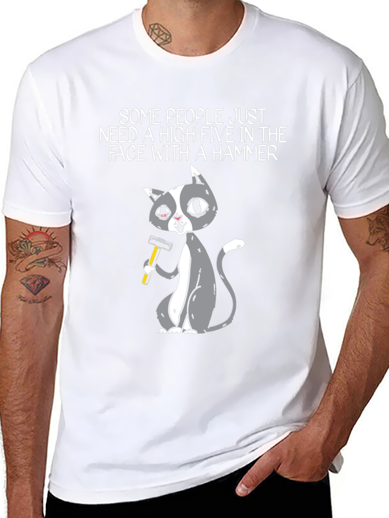 High Five Hammer Cat T-Shirt