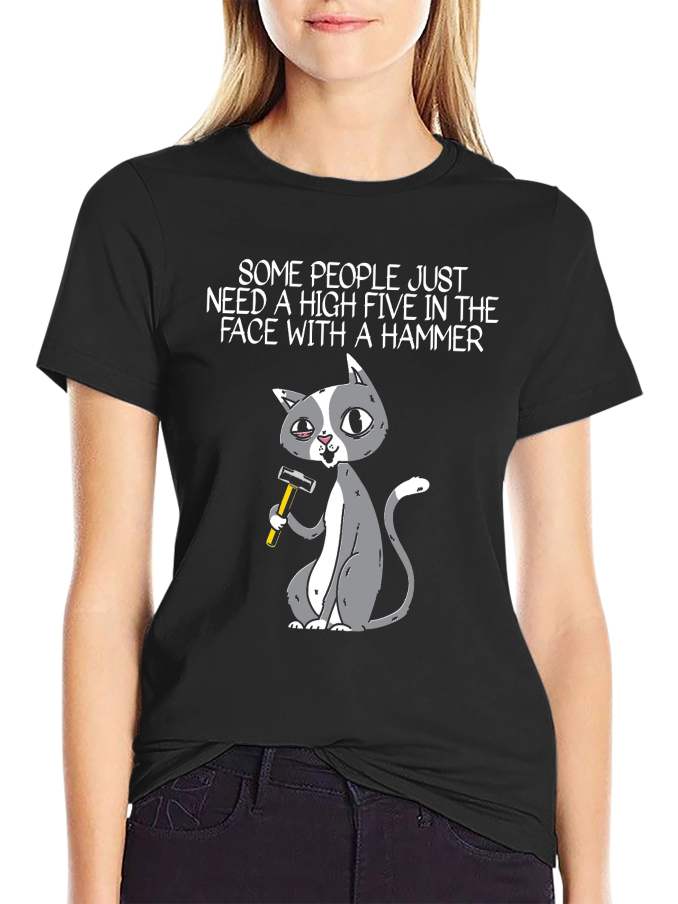 High Five Hammer Cat T-Shirt