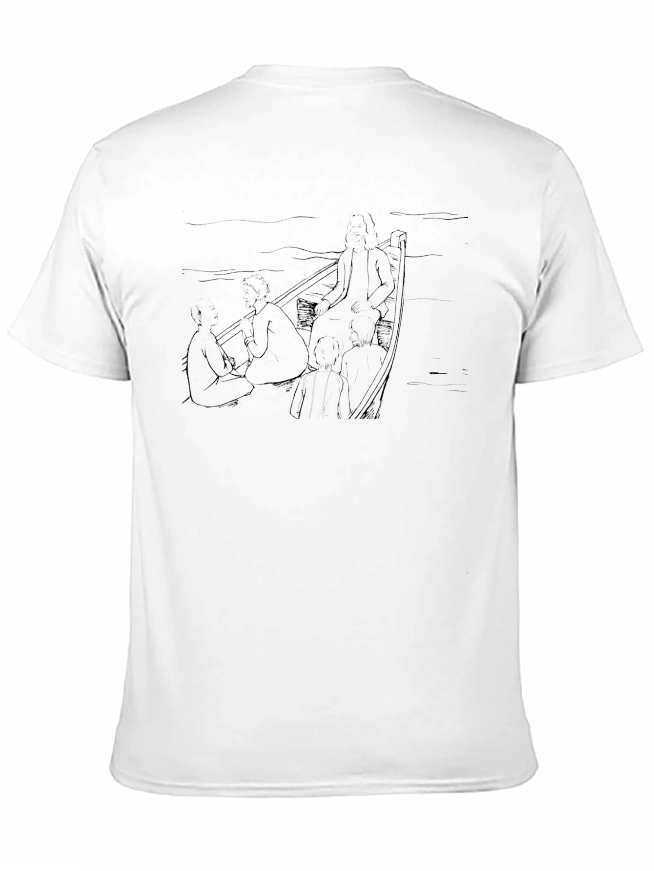 Artistic Black Tee - Boat Illustration