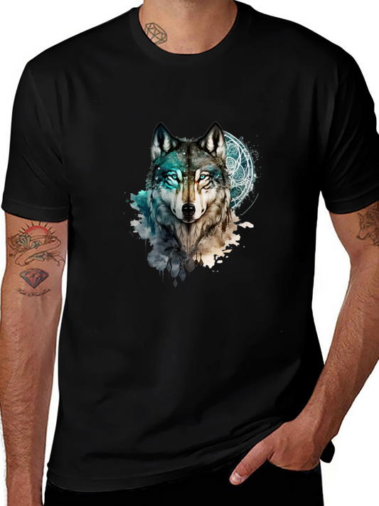 Mystic Wolf Graphic Black T-Shirt