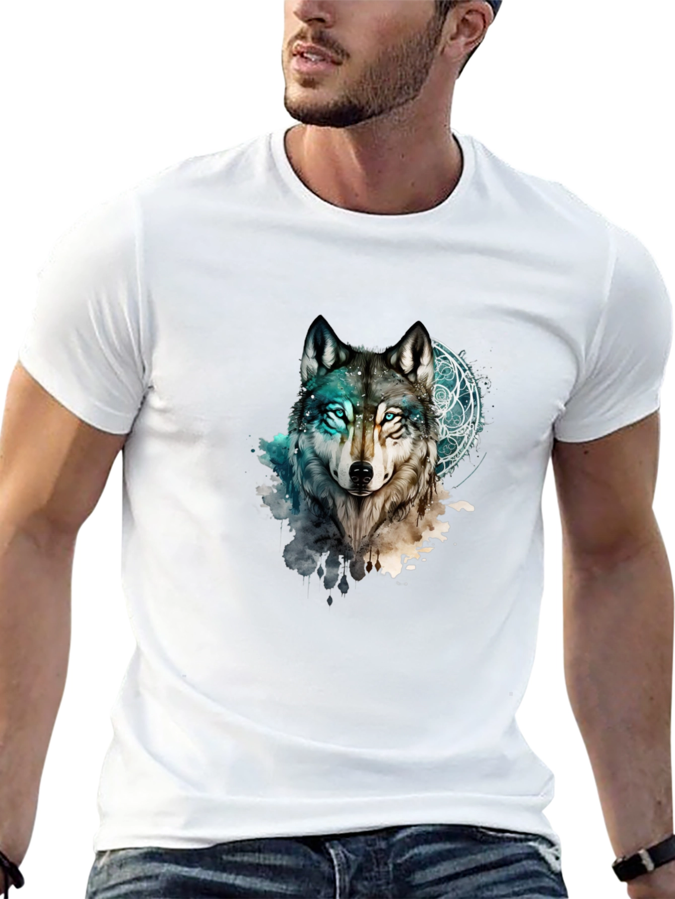 Mystic Wolf Graphic Black T-Shirt
