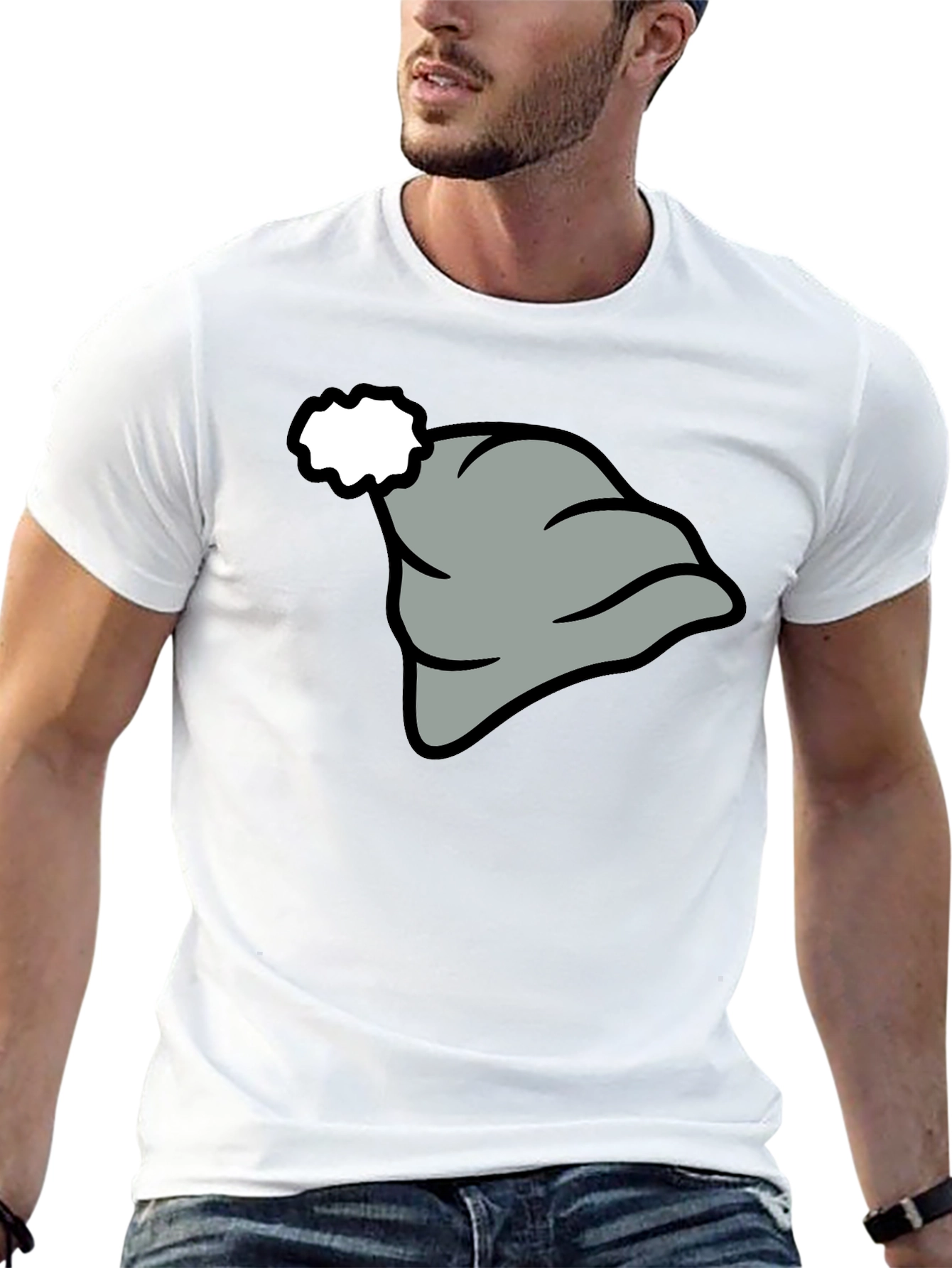 Novelty Cartoon Hat Graphic T-Shirt