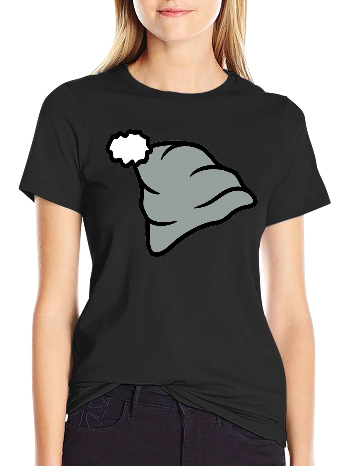 Novelty Cartoon Hat Graphic T-Shirt