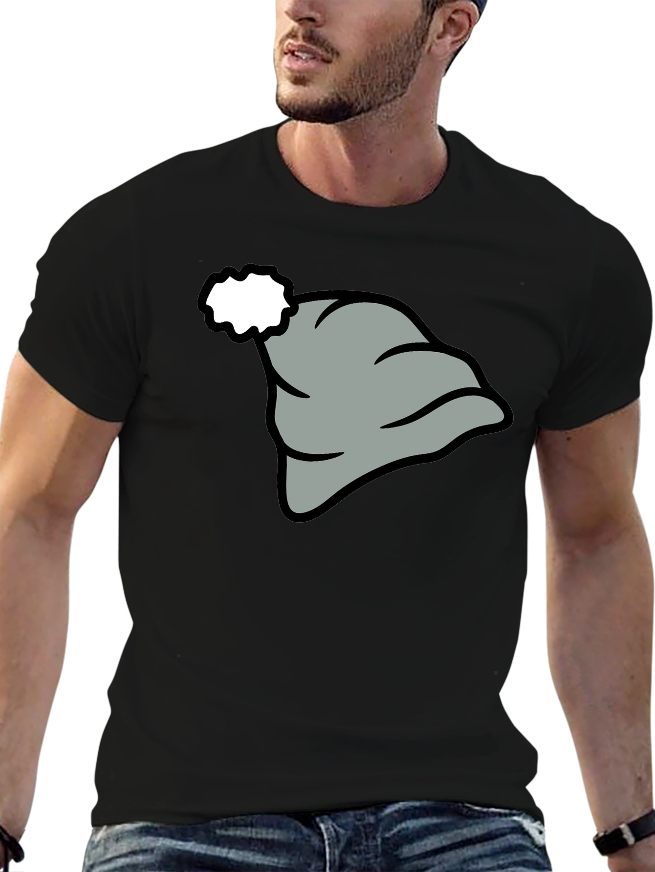 Novelty Cartoon Hat Graphic T-Shirt