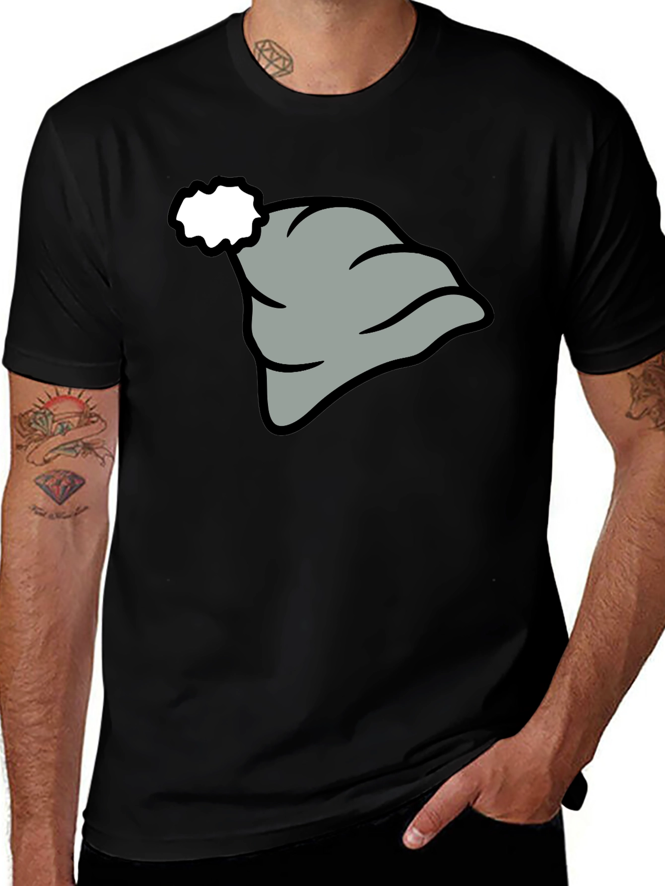 Novelty Cartoon Hat Graphic T-Shirt
