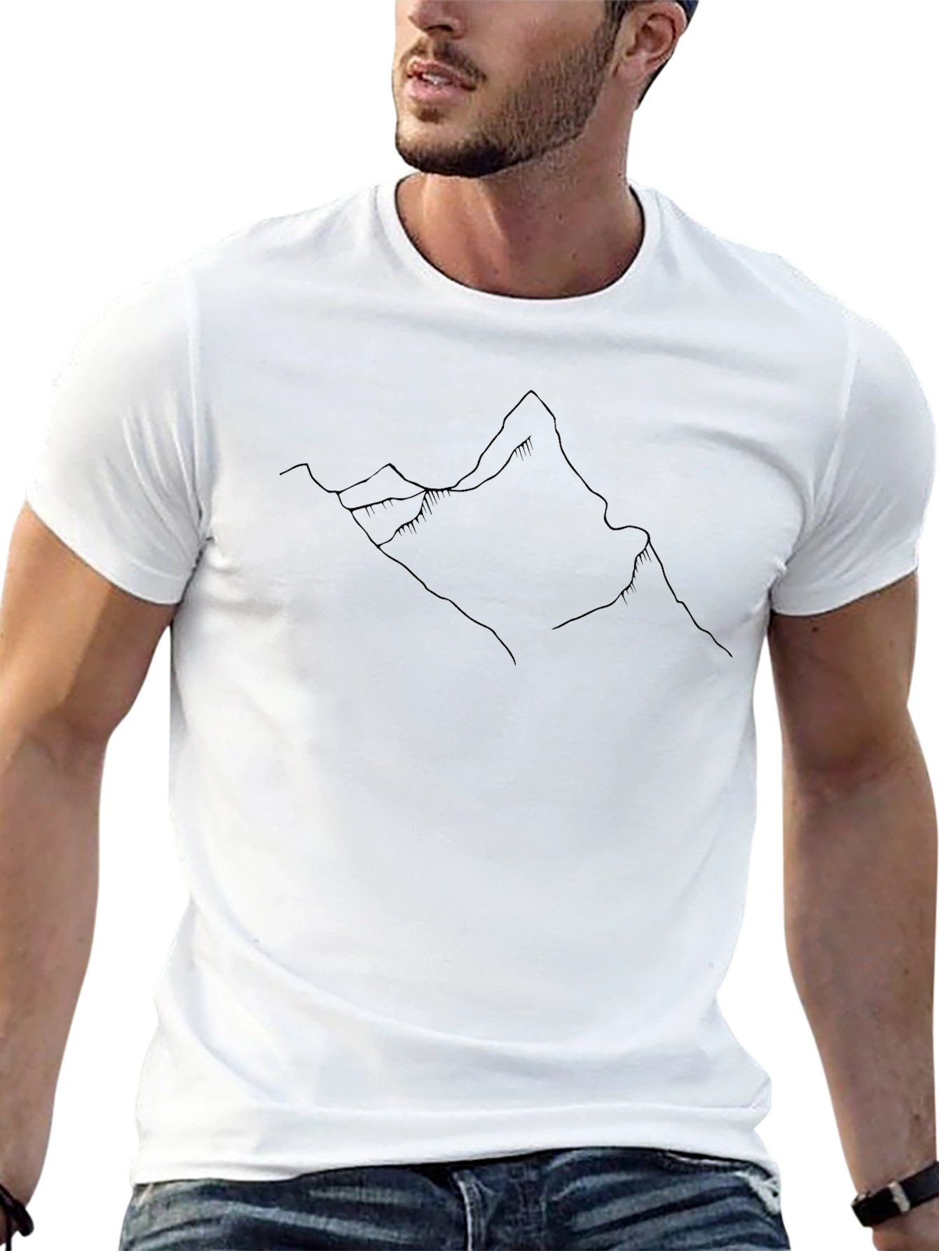 Minimalist Mountain Outline Black T-Shirt