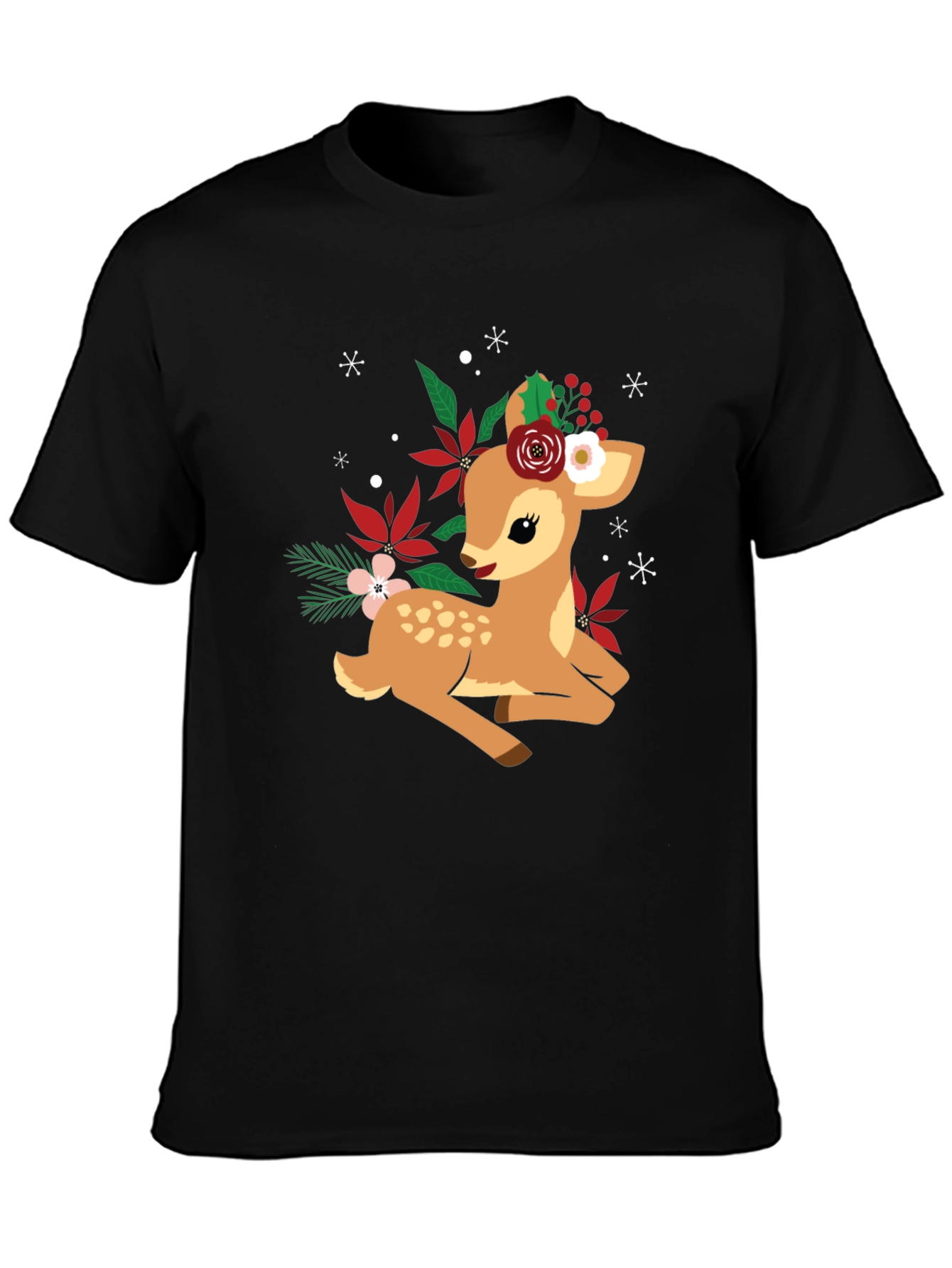 Cute Deer with Floral Crown Graphic T-Shirt