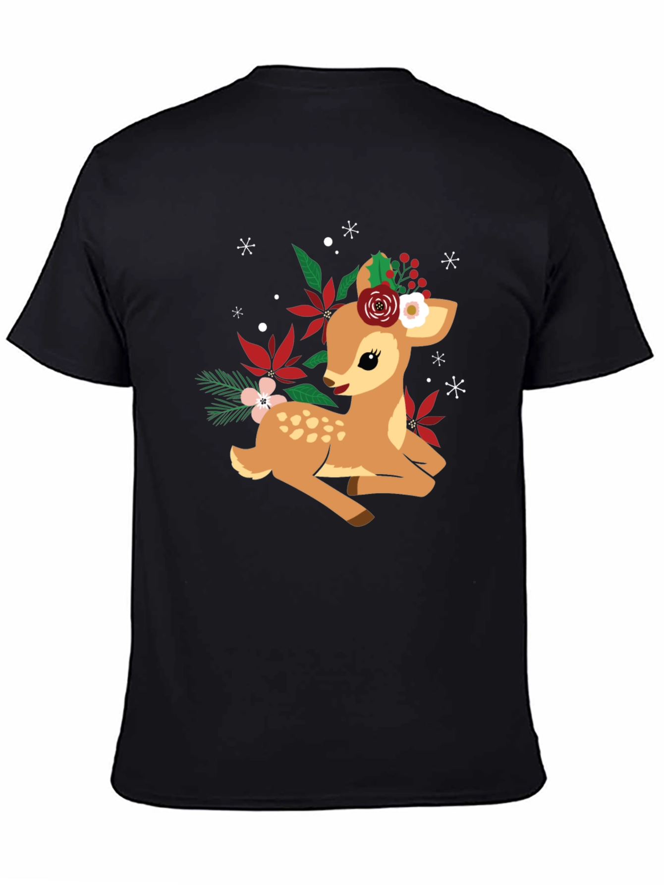 Cute Deer with Floral Crown Graphic T-Shirt