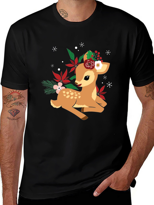 Cute Deer with Floral Crown Graphic T-Shirt