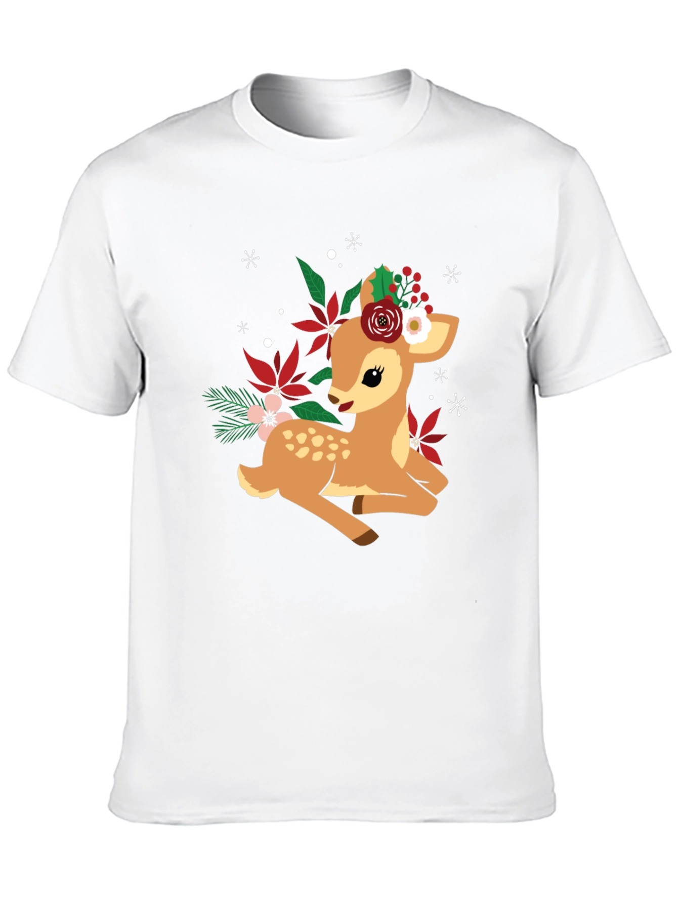 Cute Deer with Floral Crown Graphic T-Shirt