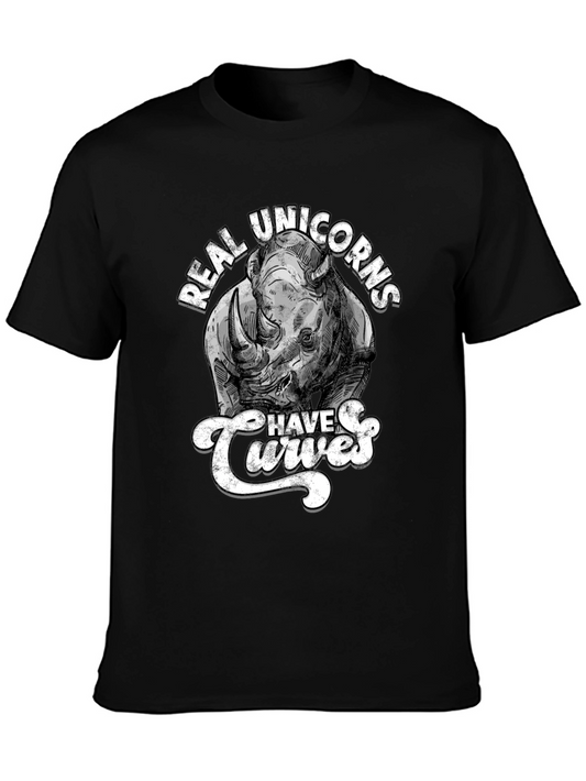 Real Unicorns Have Curves T-Shirt Rhino Graphic Tee