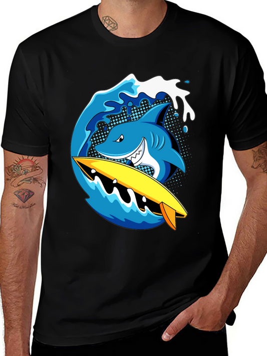Shark Surfboard Wave Graphic T-Shirt