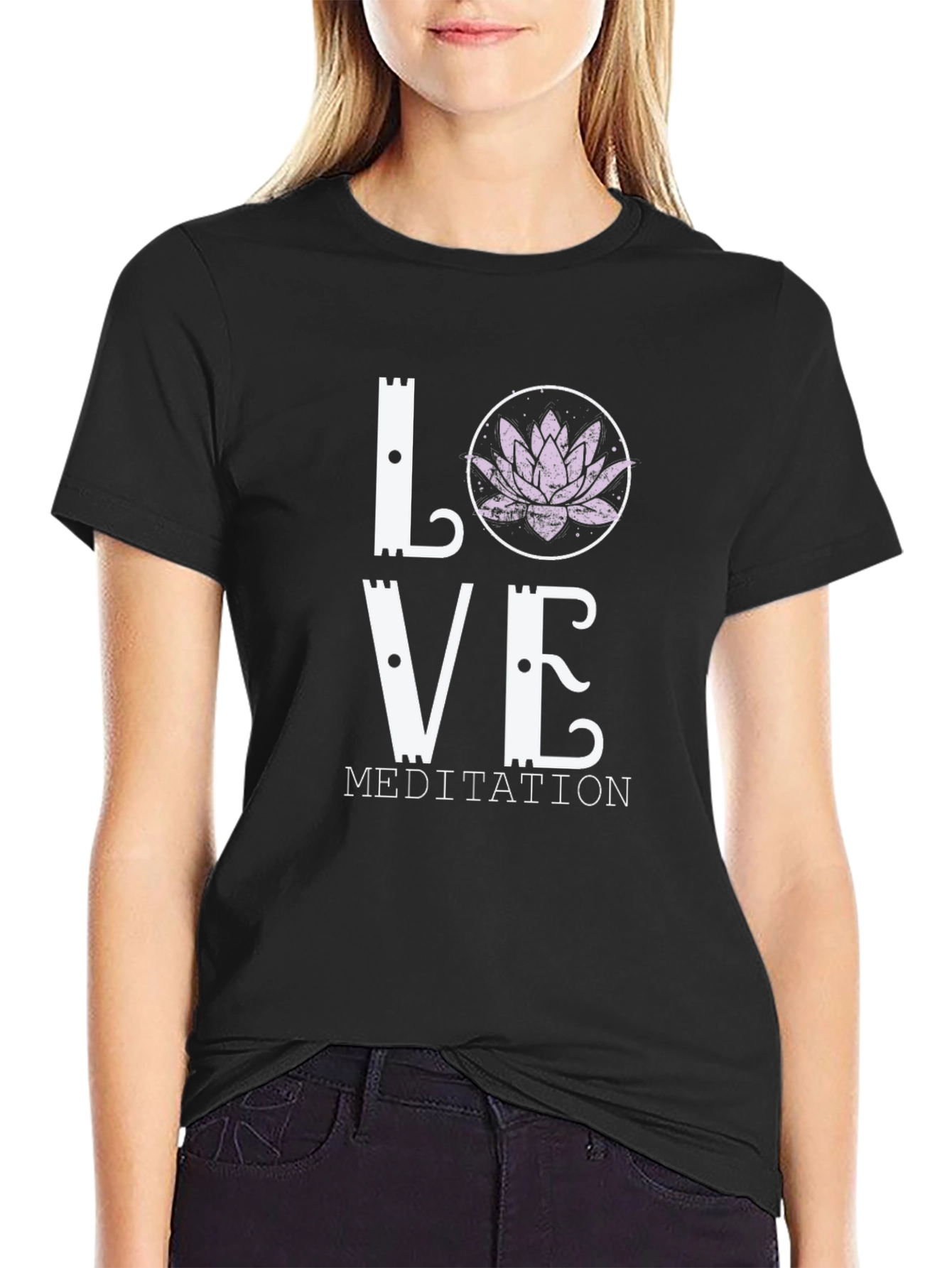 Love Meditation Lotus Flower Graphic Tee