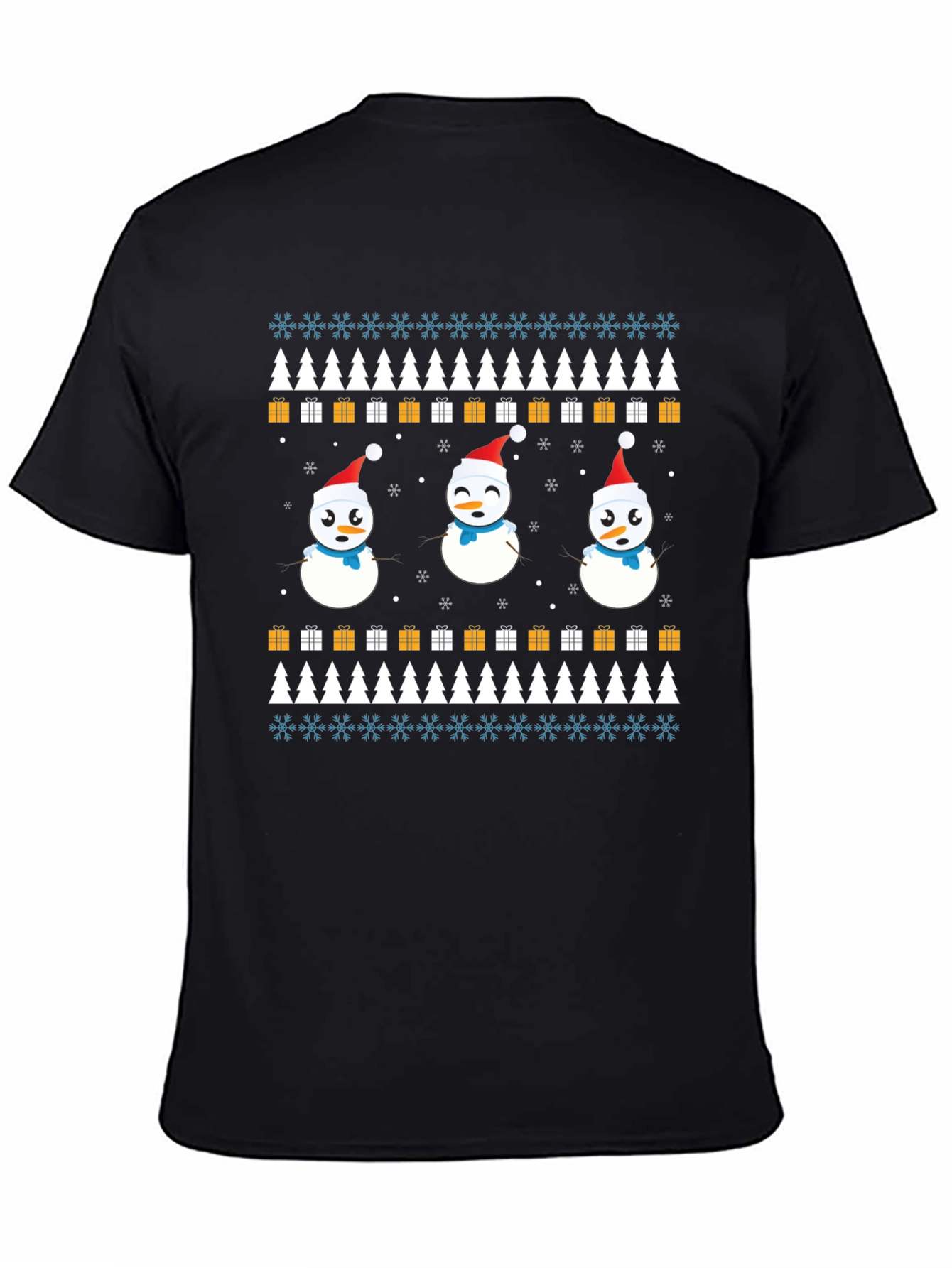 Festive Snowman Pattern T-Shirt - Holiday Cheer