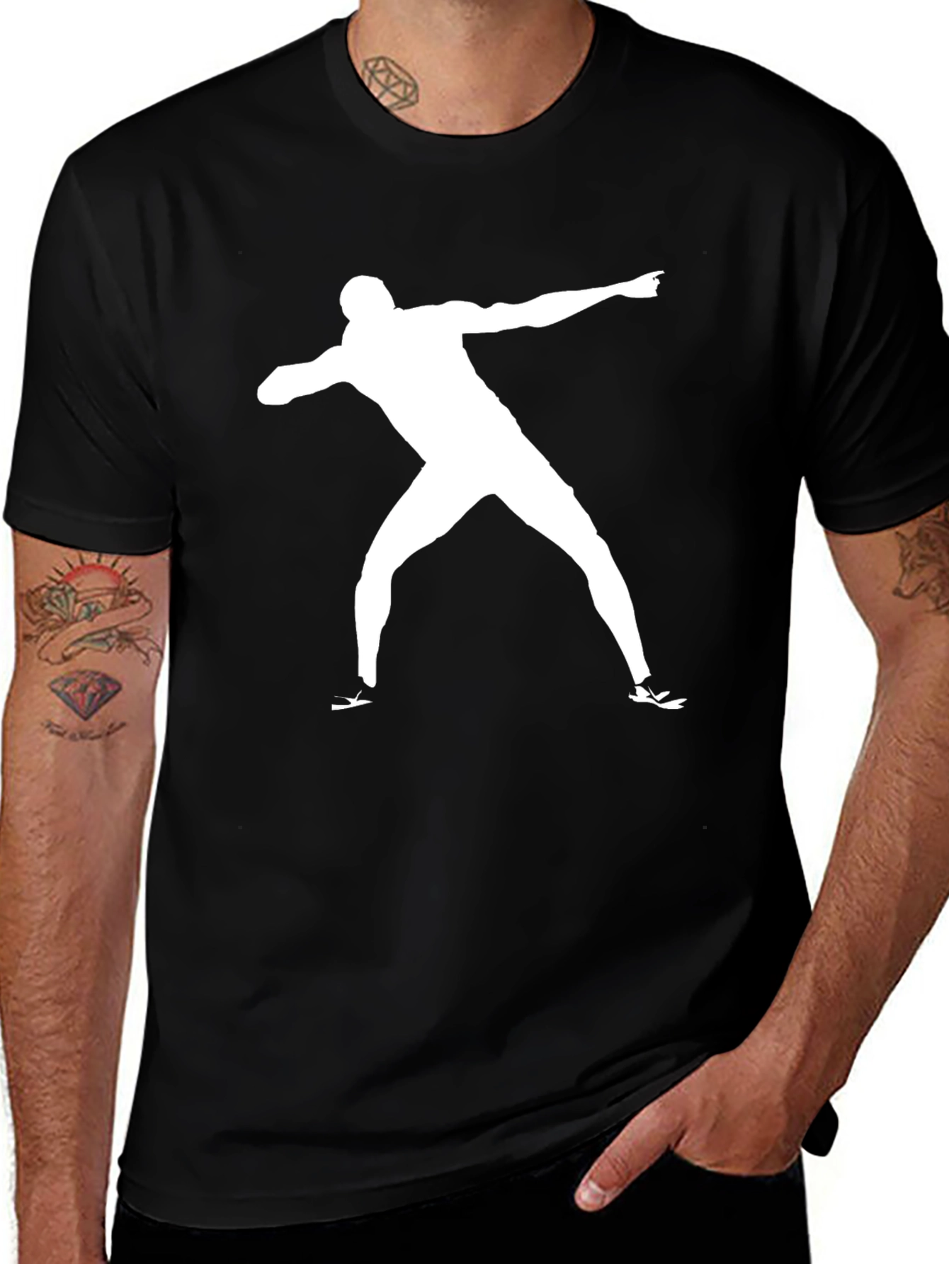Mens Black T-Shirt with Shotput Silhouette