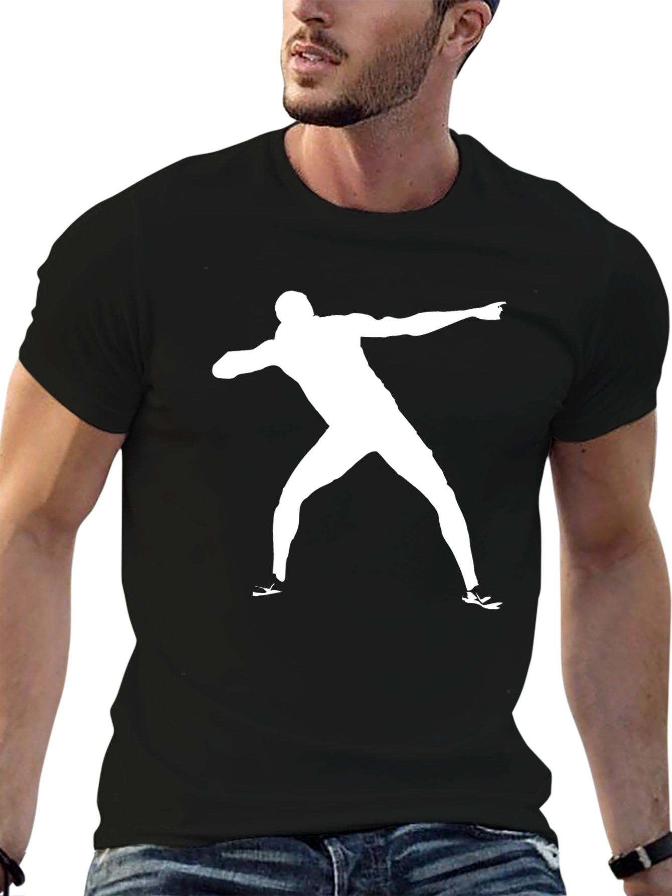 Mens Black T-Shirt with Shotput Silhouette