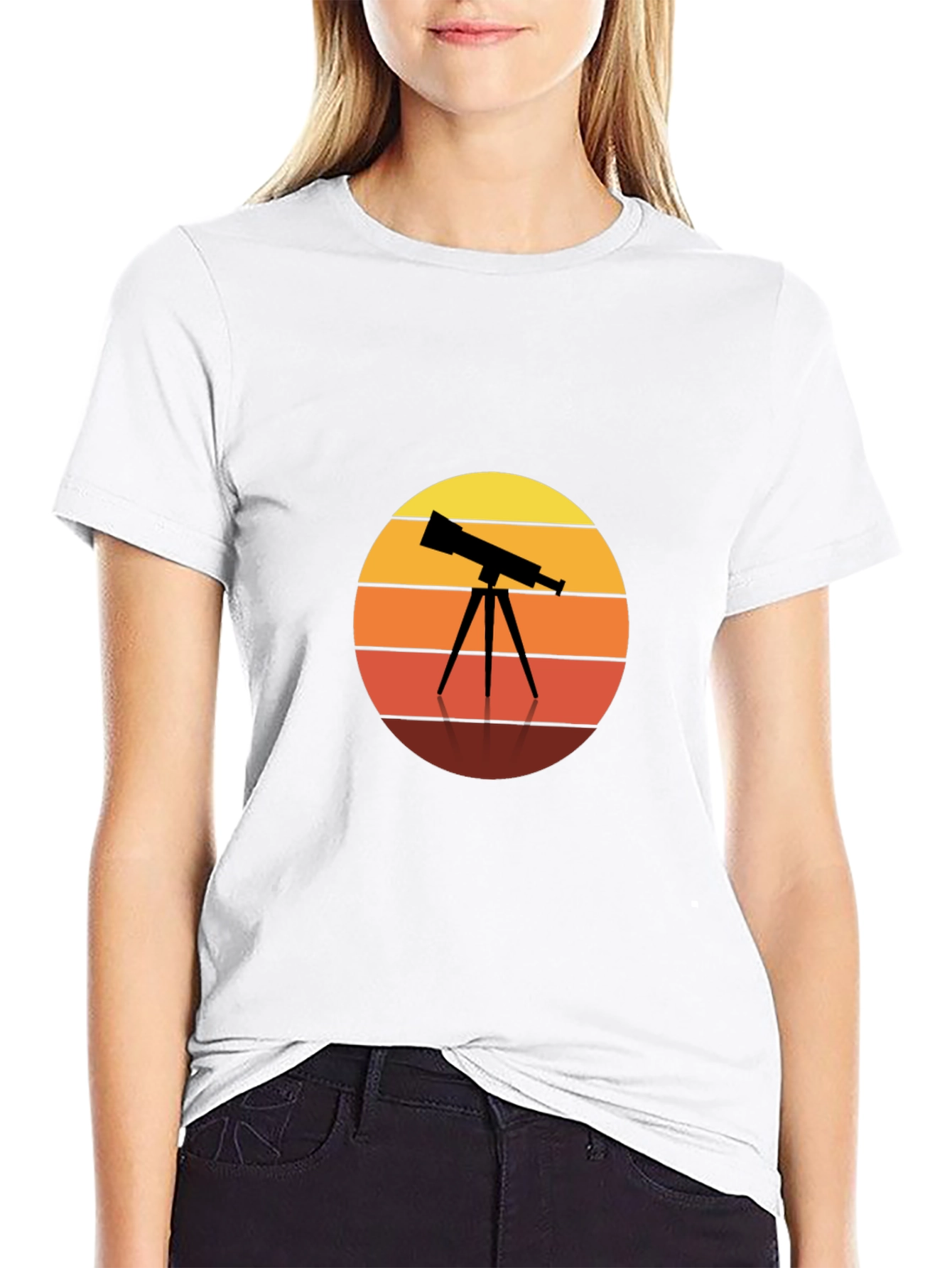 Telescope Sunset Graphic Tee - Astronomy Lovers Shirt