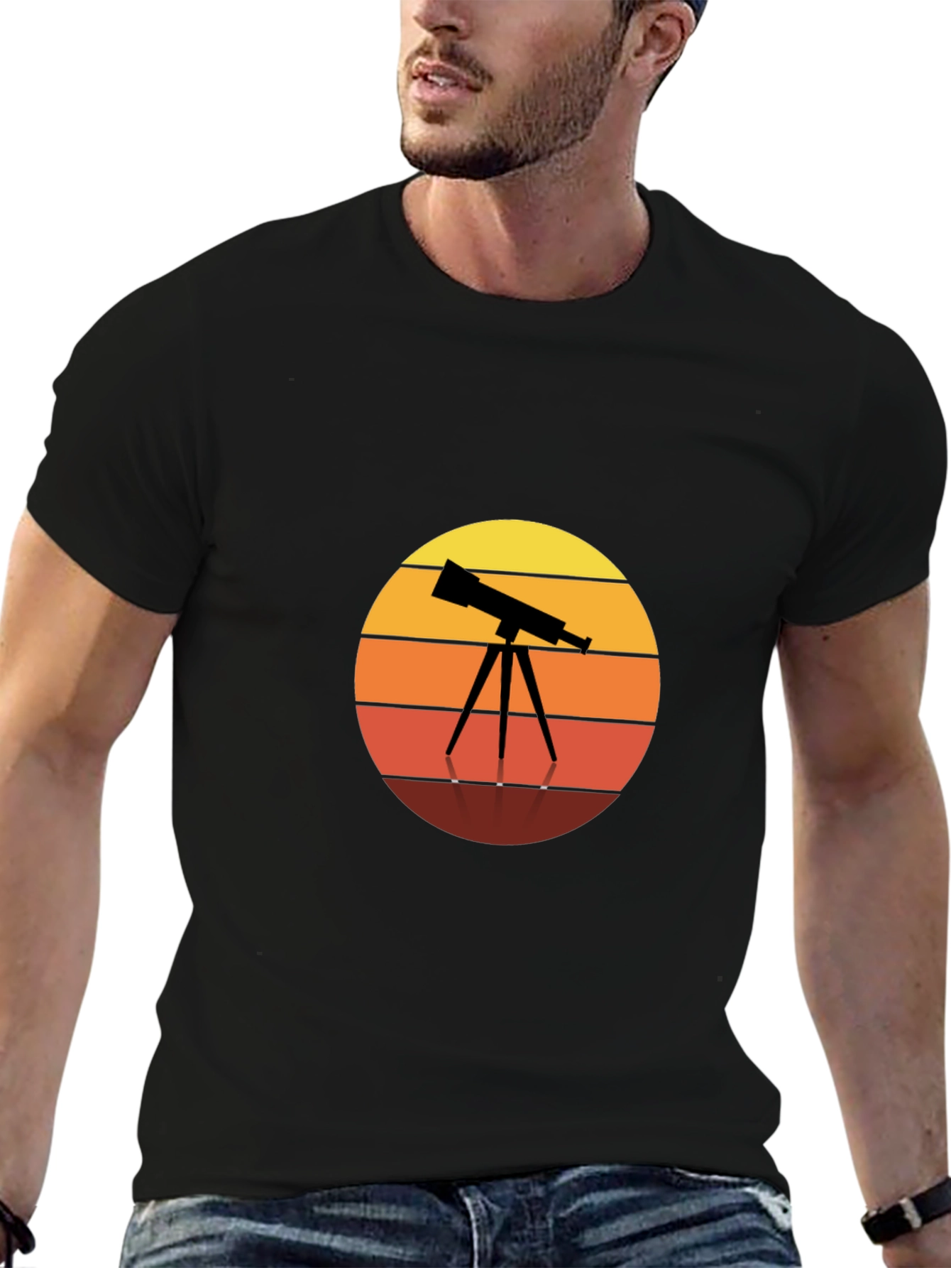Telescope Sunset Graphic Tee - Astronomy Lovers Shirt