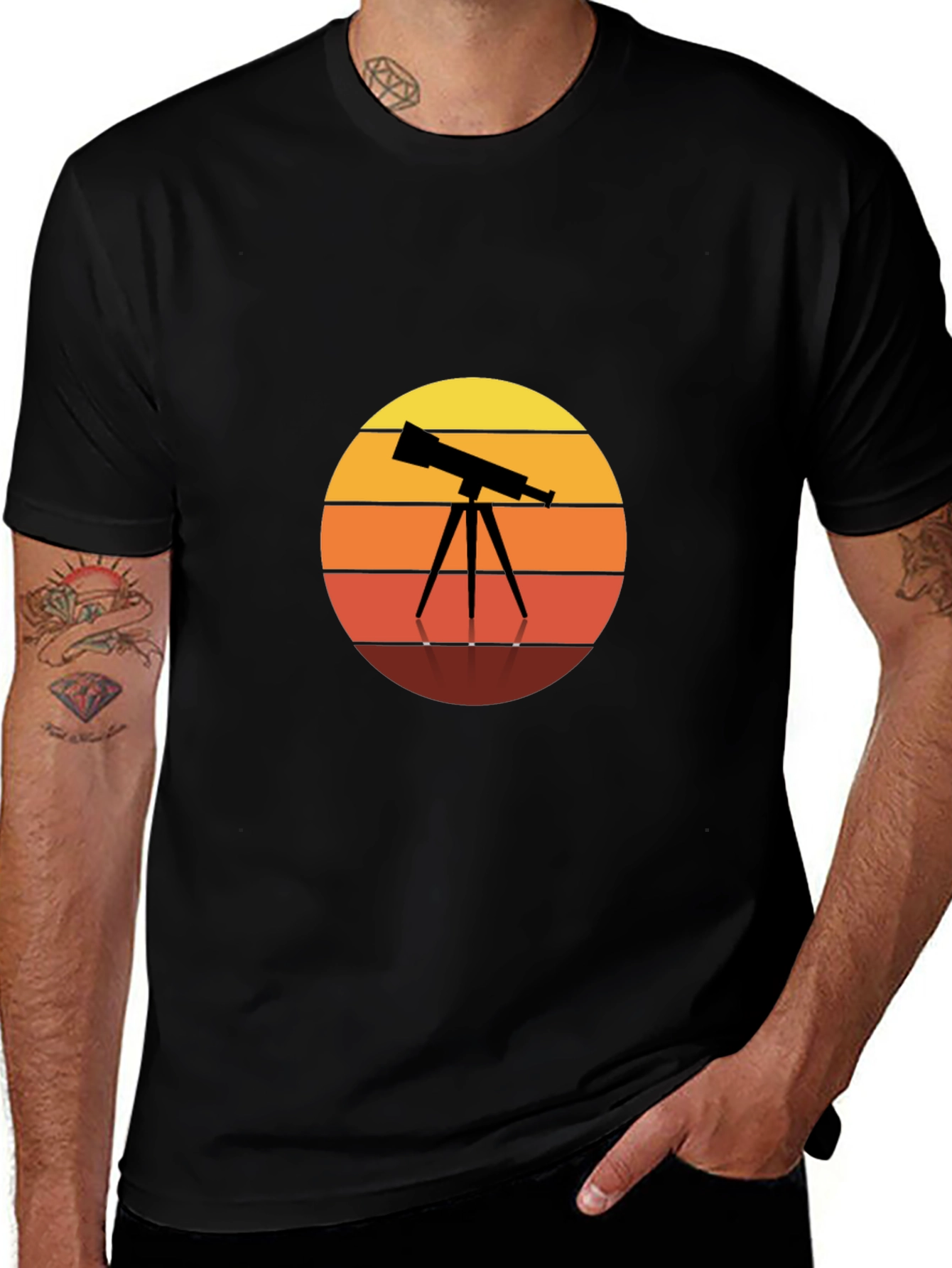 Telescope Sunset Graphic Tee - Astronomy Lovers Shirt