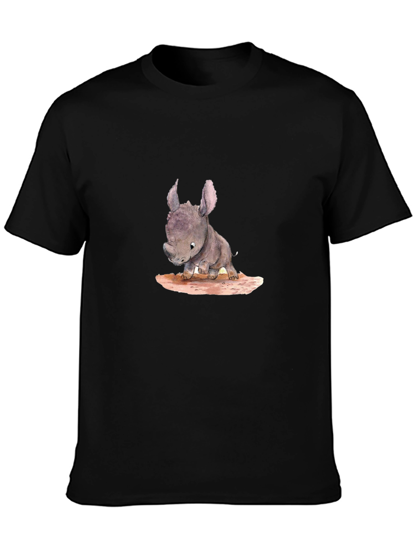 Cute Rhino Baby T-Shirt - Black Cotton Tee