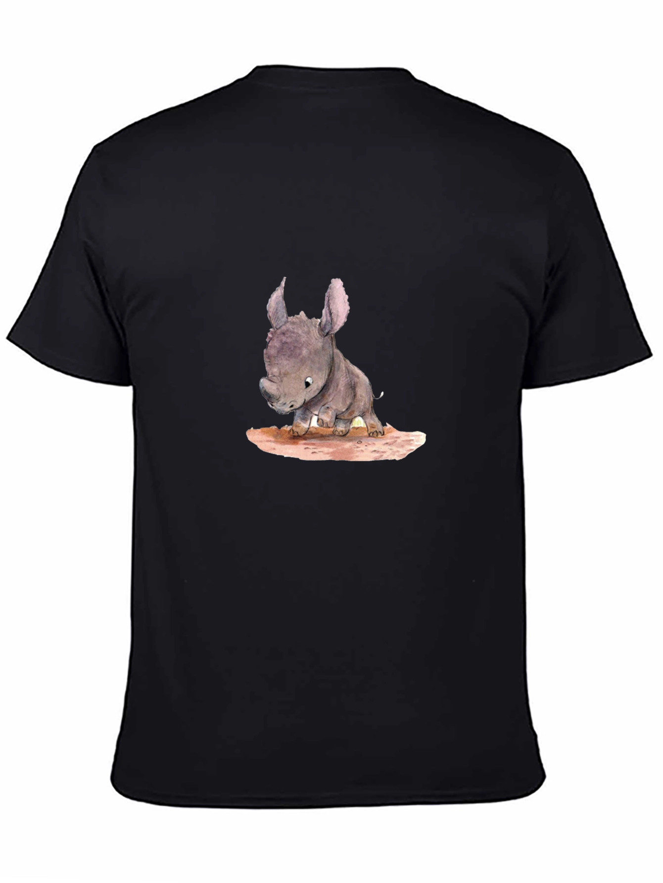 Cute Rhino Baby T-Shirt - Black Cotton Tee