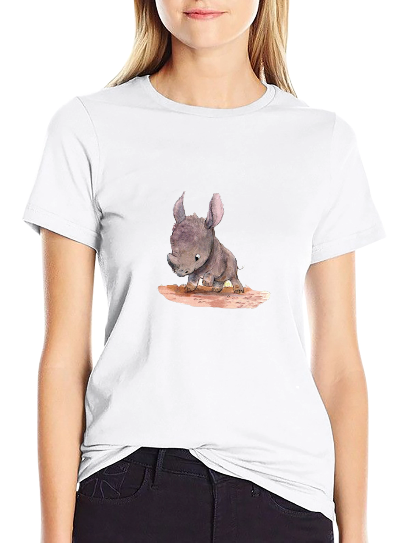 Cute Rhino Baby T-Shirt - Black Cotton Tee