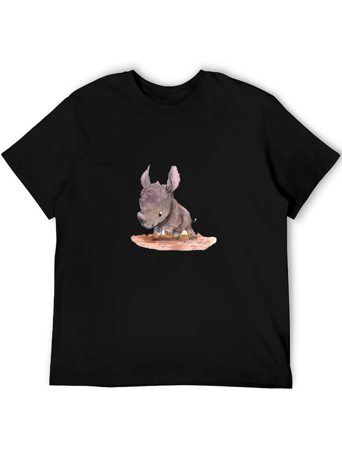 Cute Rhino Baby T-Shirt - Black Cotton Tee