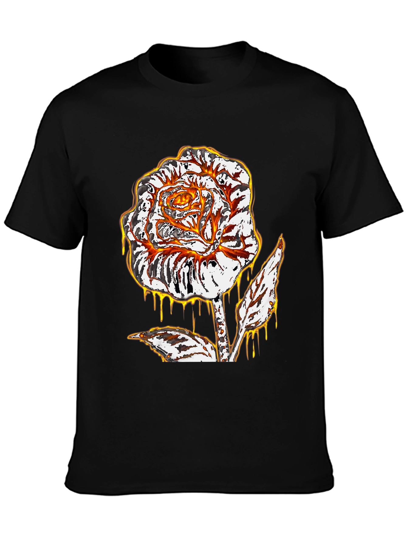 Fiery Rose Graphic Tee - Mens Black T-Shirt