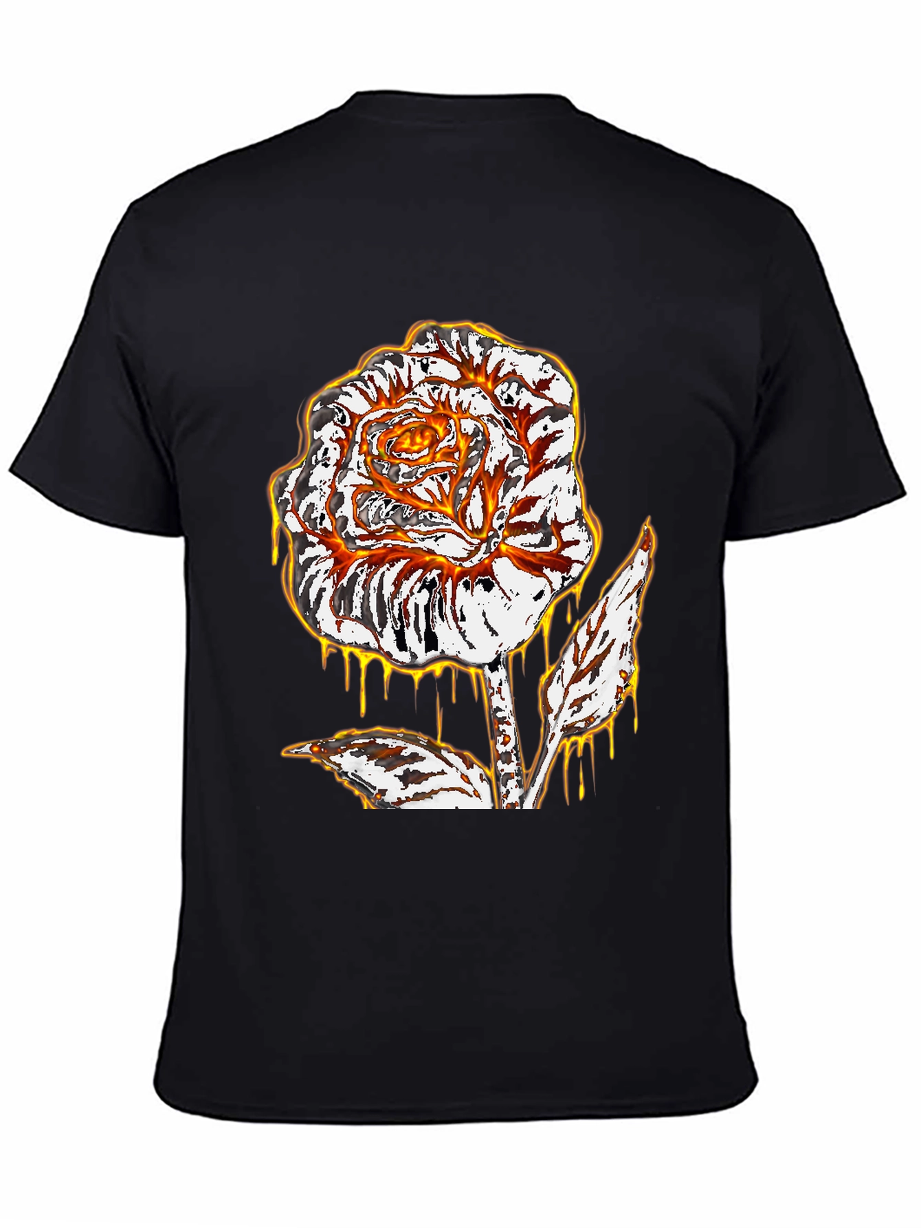 Fiery Rose Graphic Tee - Mens Black T-Shirt