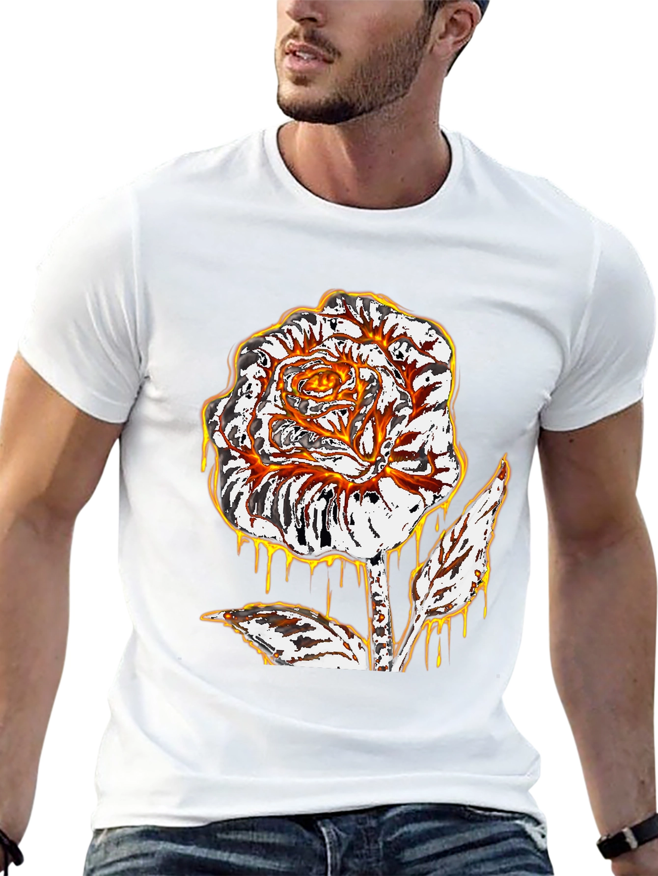 Fiery Rose Graphic Tee - Mens Black T-Shirt