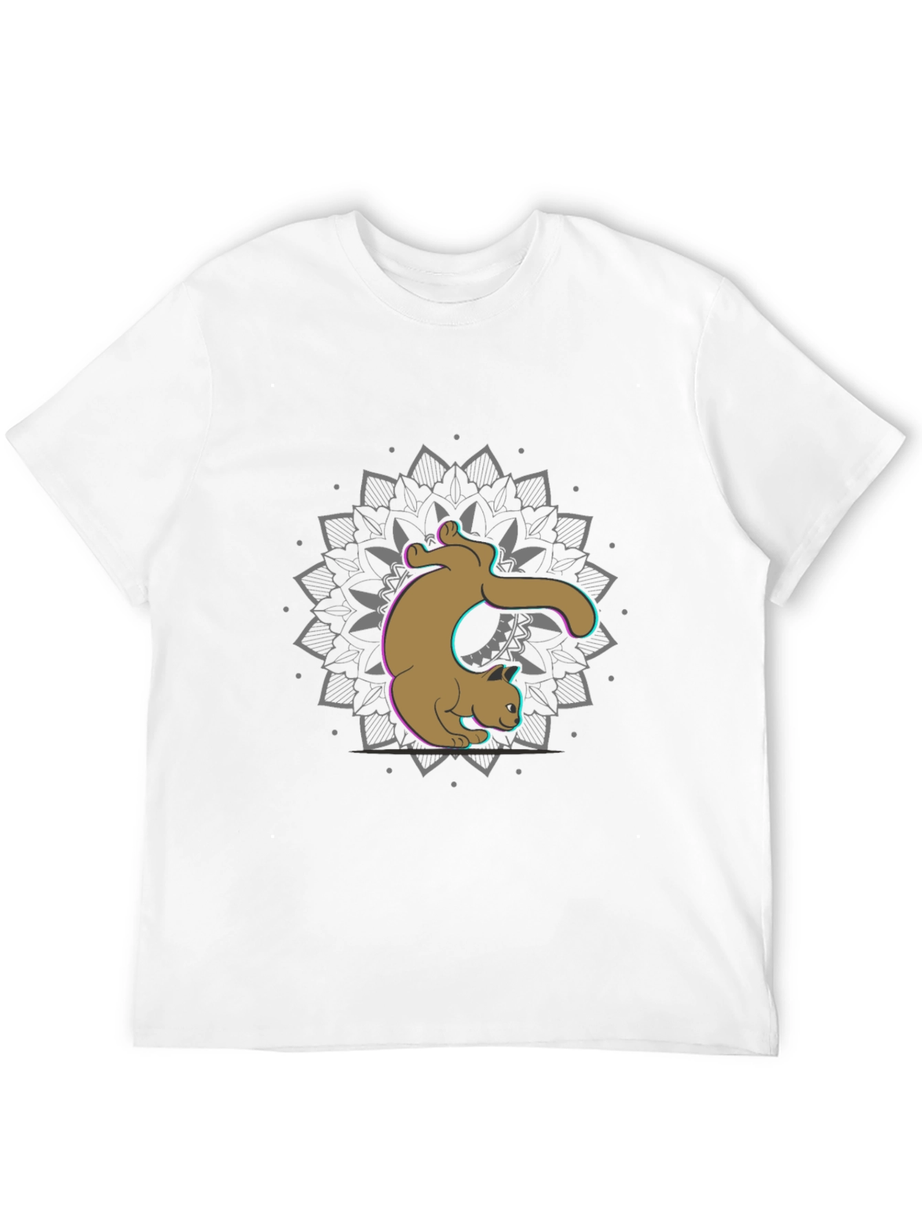 Cat Mandala Graphic Tee - Black
