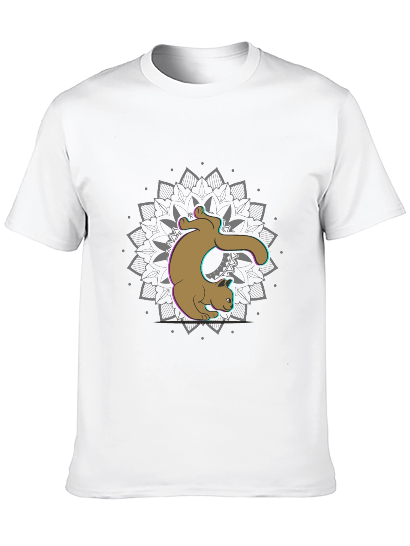 Cat Mandala Graphic Tee - Black