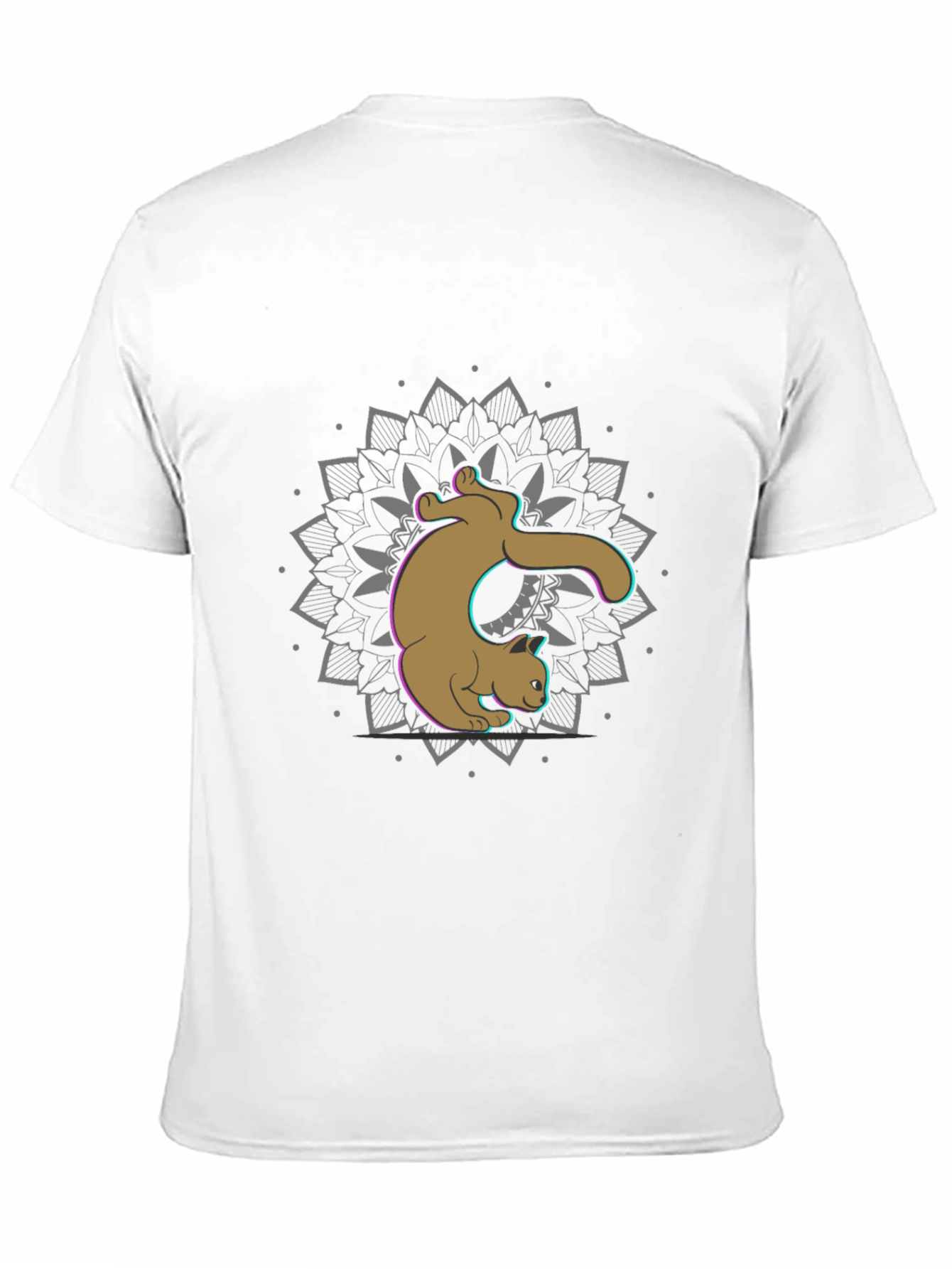 Cat Mandala Graphic Tee - Black